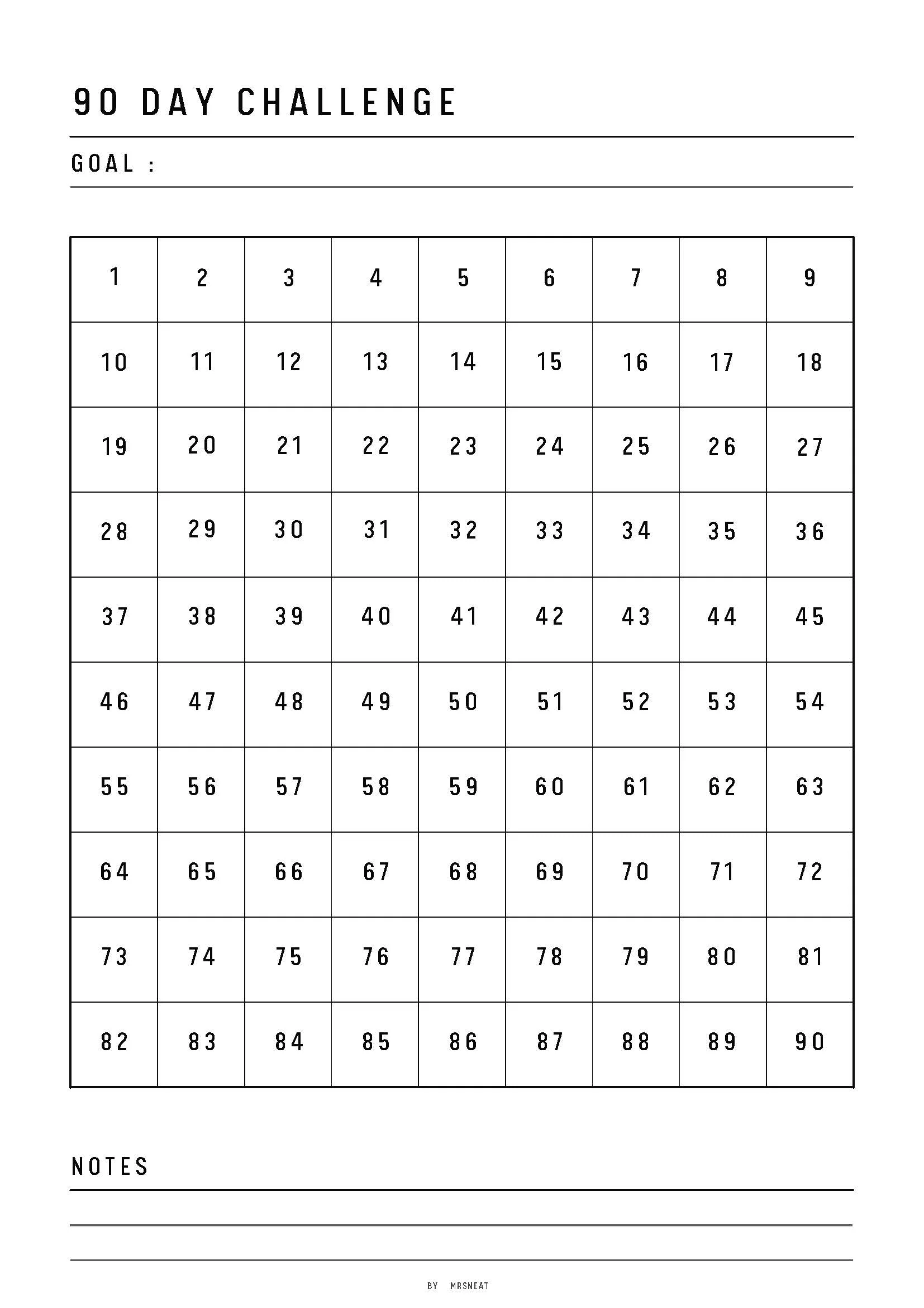 90 Day Challenge Printable M103 4 Mrsneat