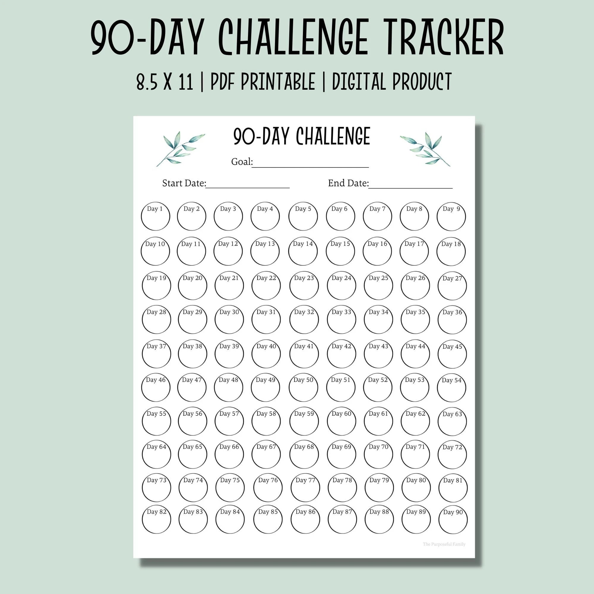 90 Day Challenge Tracker Printable PDF Habit Tracker Etsy