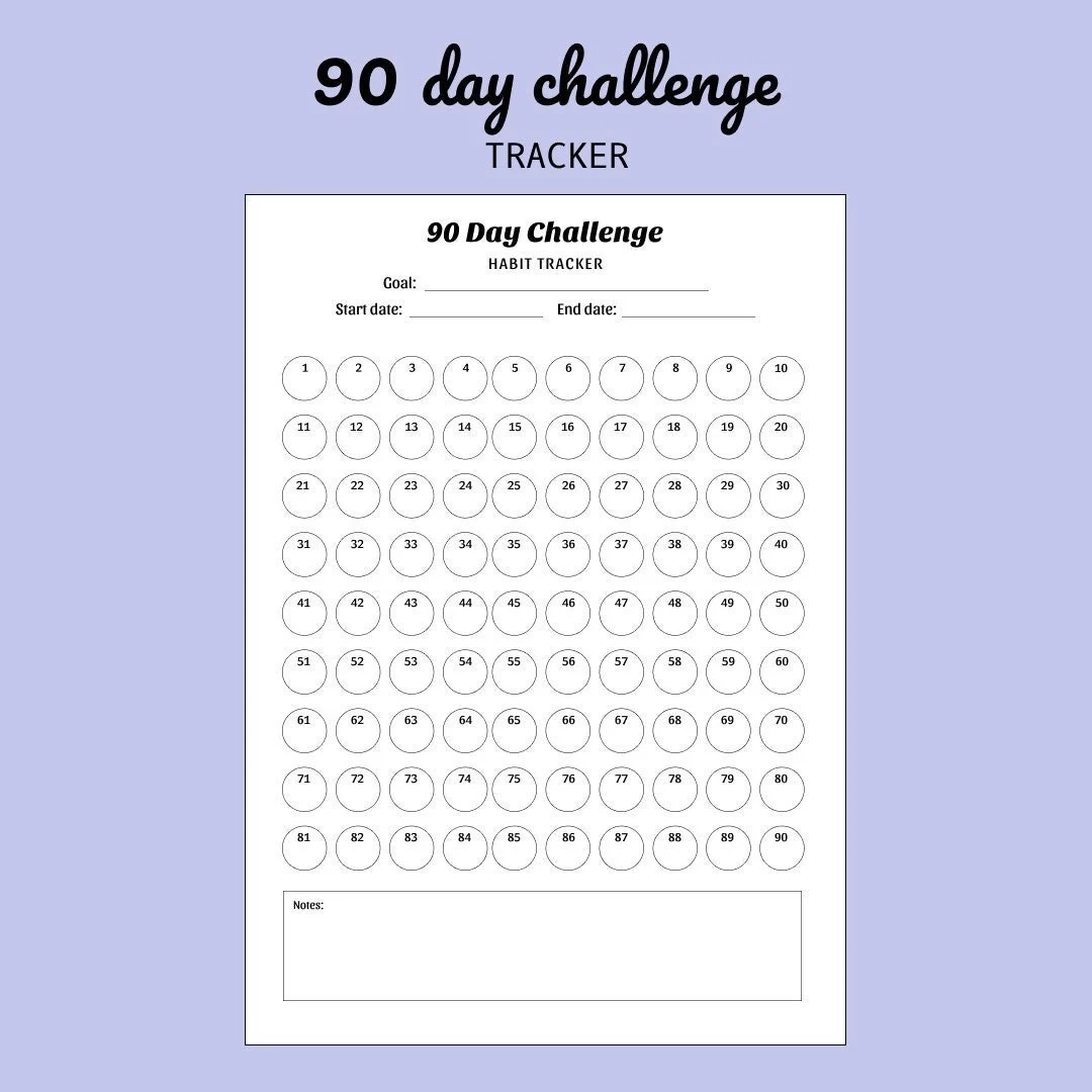 90 Day Challenge Tracker Template Printable Digital Download IPad Etsy
