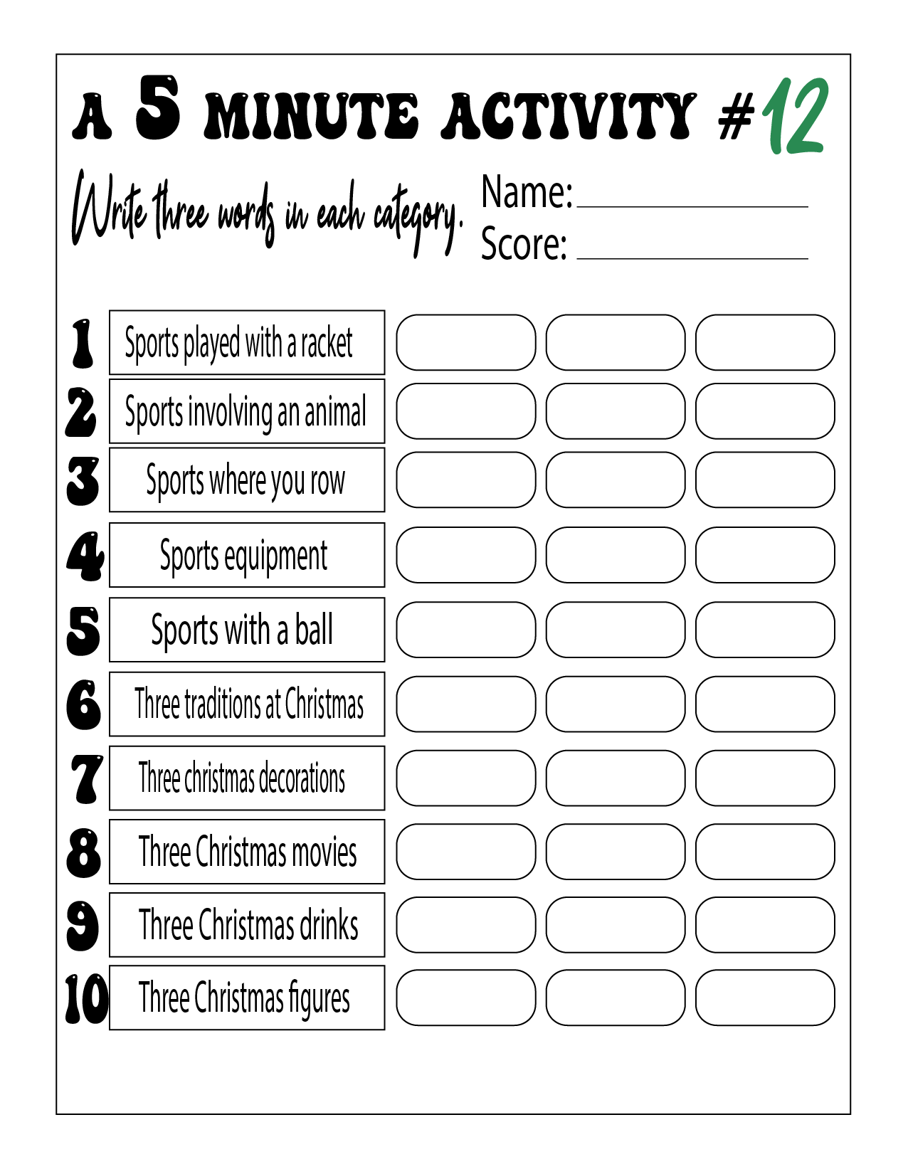 A 5 Minute Activity Working Memory Brain Write 3 Words In 1 Category Set 1 Made By Teachers A 5 Minute Activity Working Memory Brain Write 3 Words In 1 Category Set 1 Made By Teachers