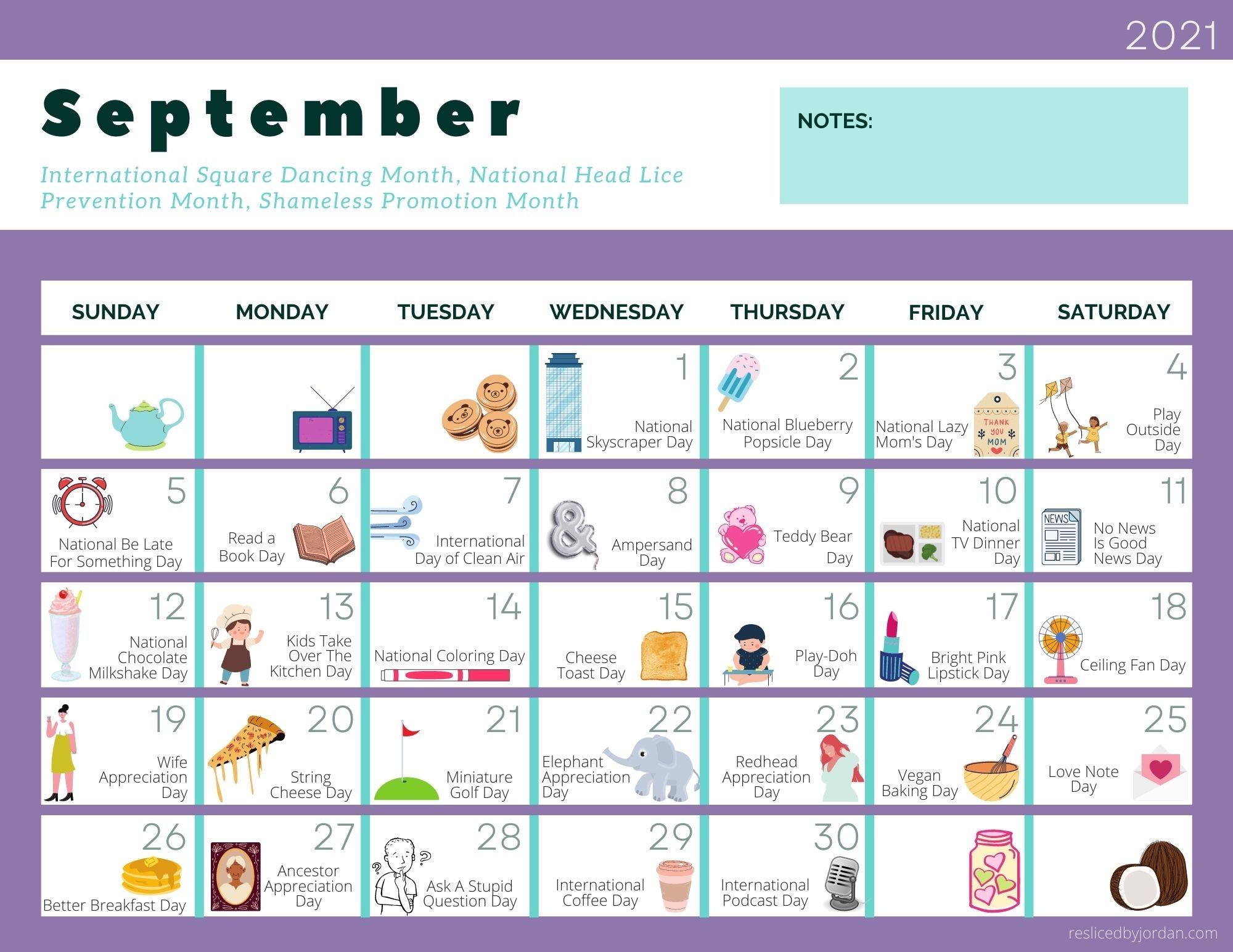 A FREE Printable Calendar For September Full Of Entirely Ridiculous Holidays Resliced By Jordan A FREE Printable Calendar For September Full Of Entirely Ridiculous Holidays Resliced By Jordan