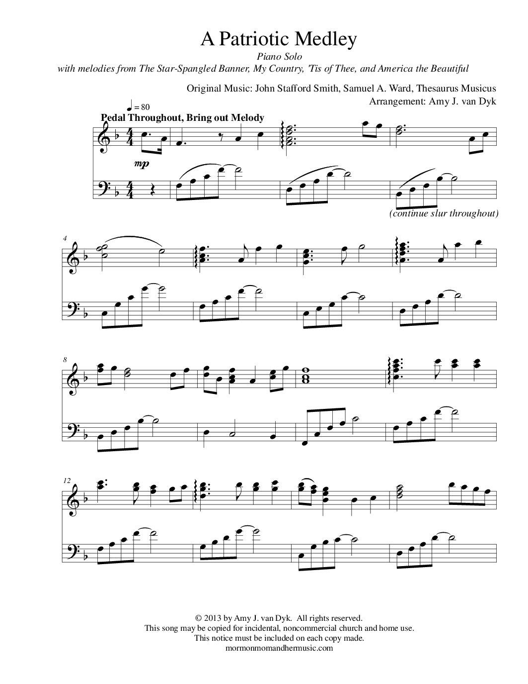 A Patriotic Medley by Amy J Van Dyk Piano Solo 