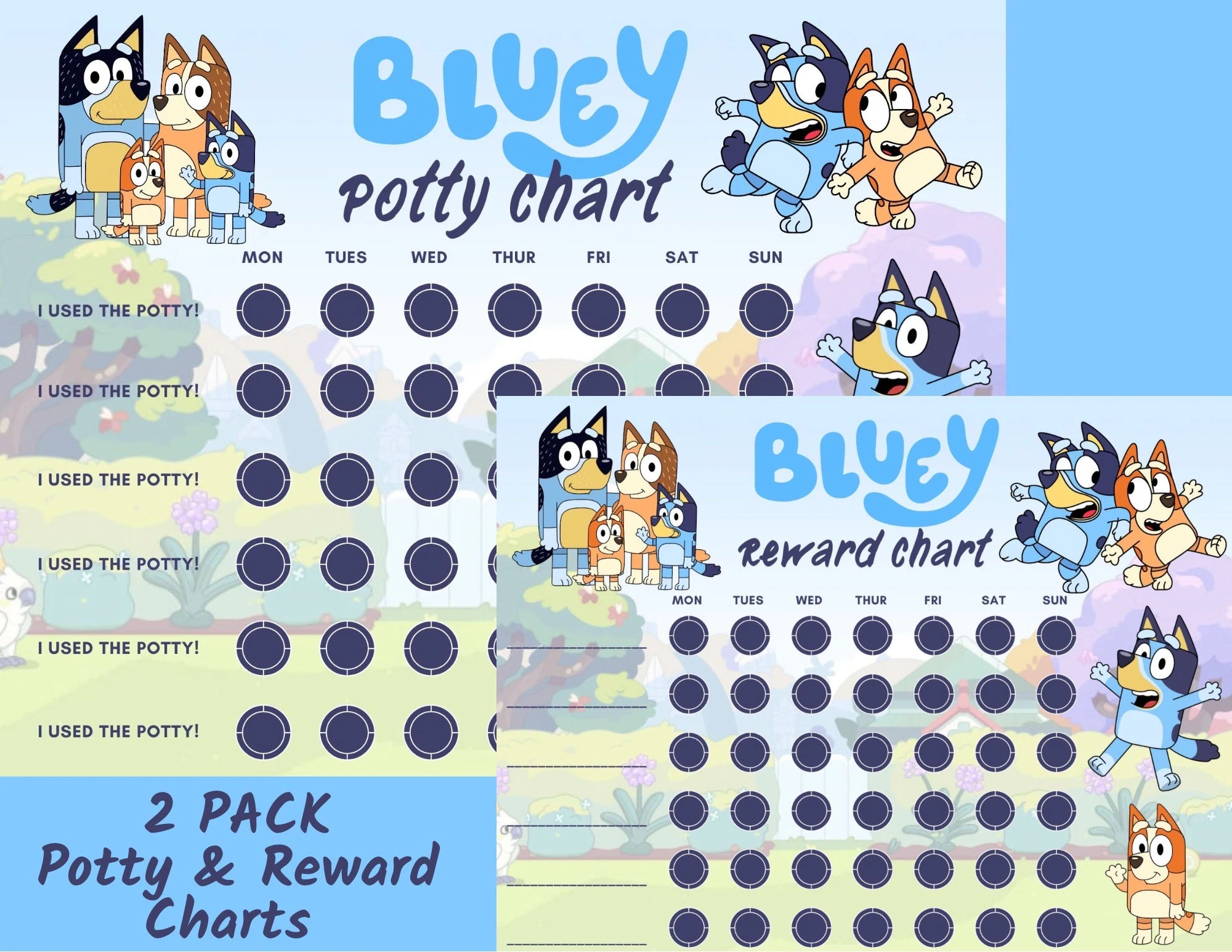 A4 Bluey Potty Chart Bluey Reward Chart Toilet Training Potty Training Sticker Chart Etsy