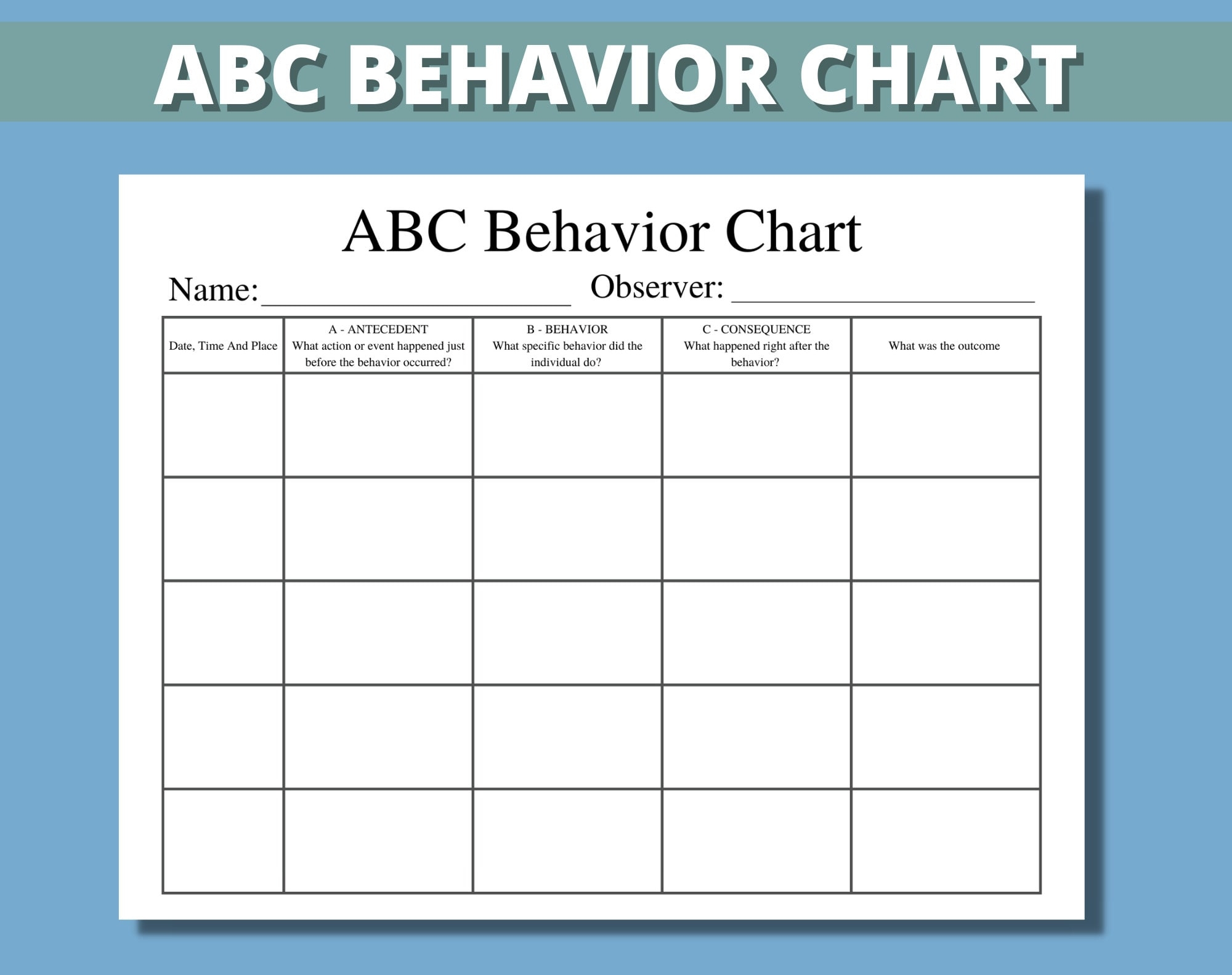 Abc Data Collection Sheet Printable