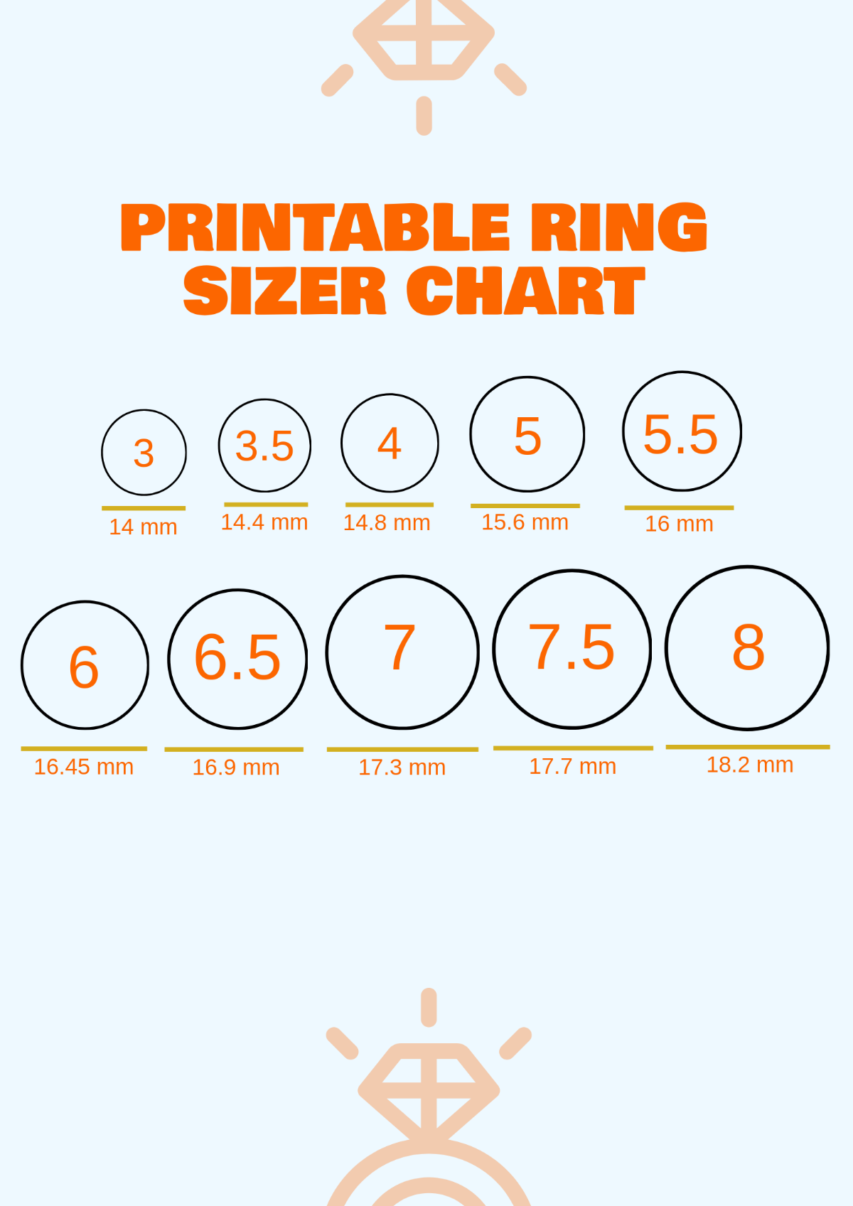 Actual Ring Size Chart Printable