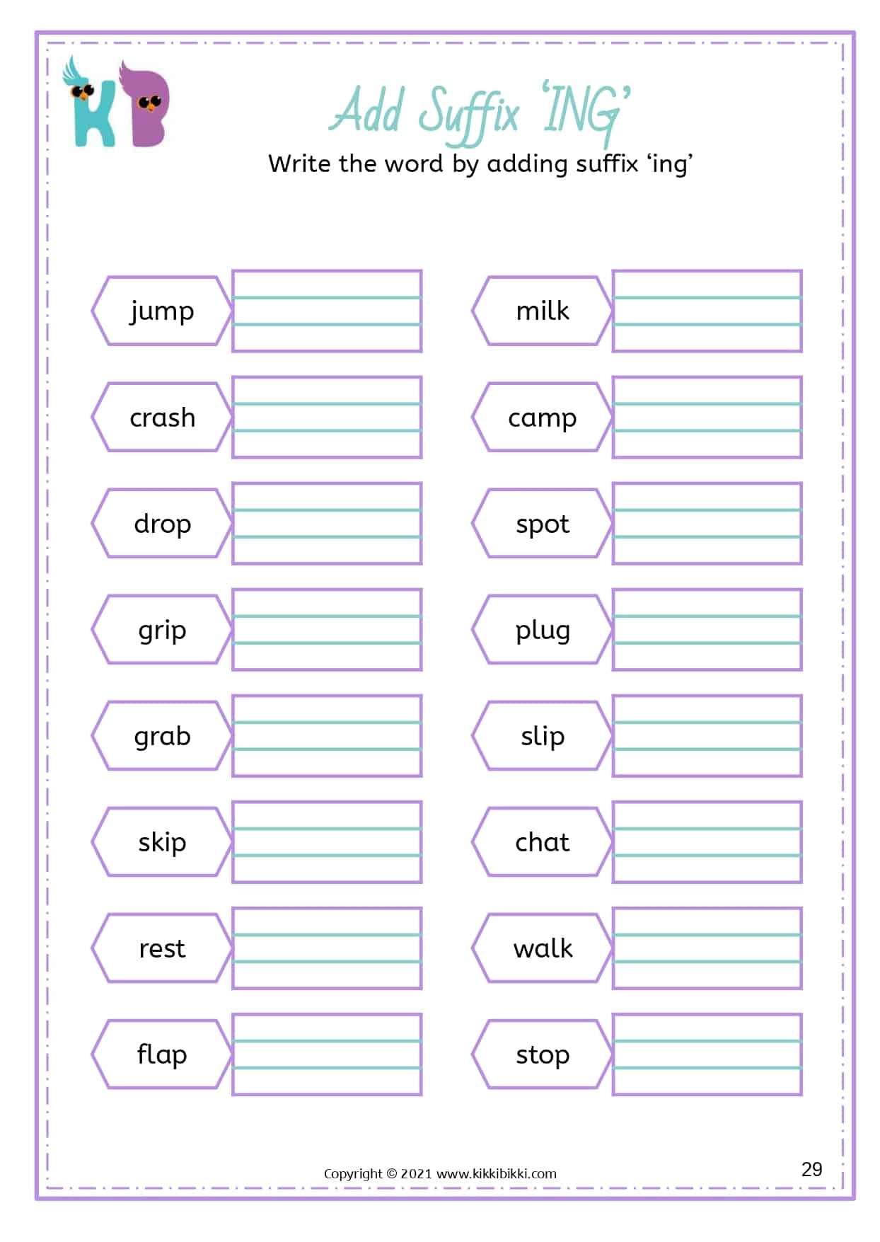 Free Printable Ing Worksheets