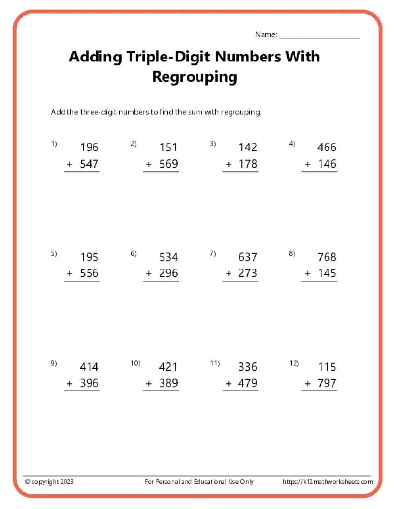 Printable Addition Sheets