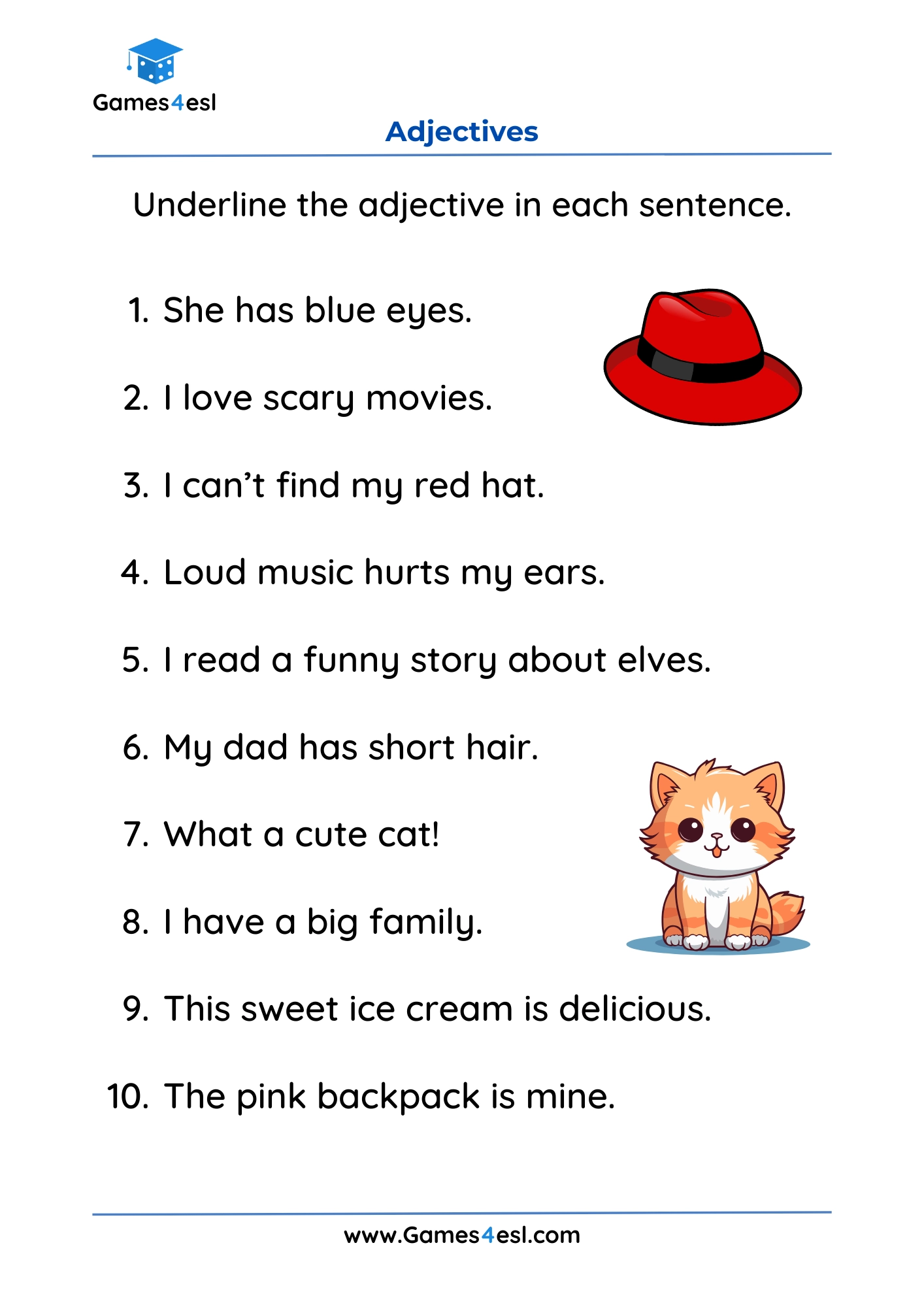 Free Printable Adjective Worksheets