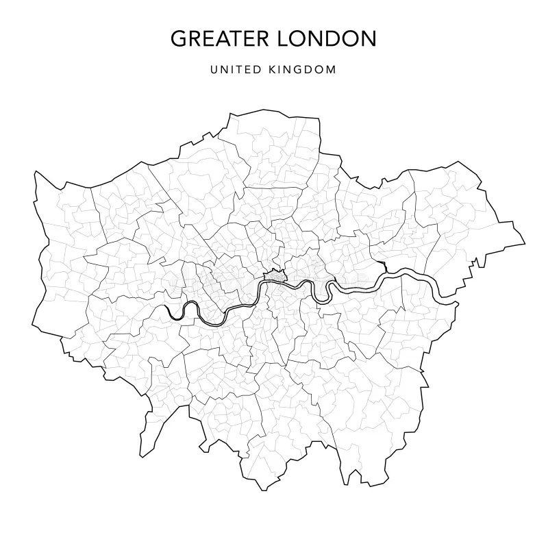 Administrative Map Of Greater London As Of 2022 Vector Illustration Stock Vector Illustration Of Border Greater 258516807