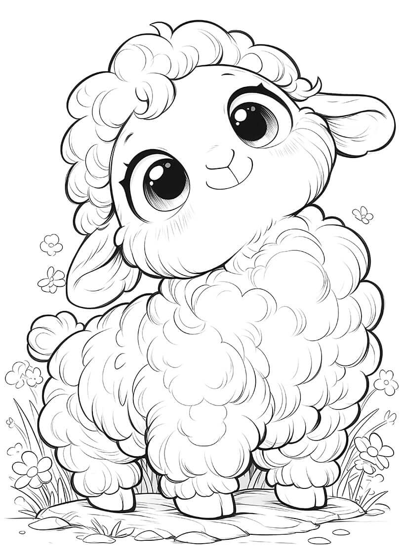 Adorable Lamb Coloring Page Instant Download Fun For Kids Infin Infinite Visibility