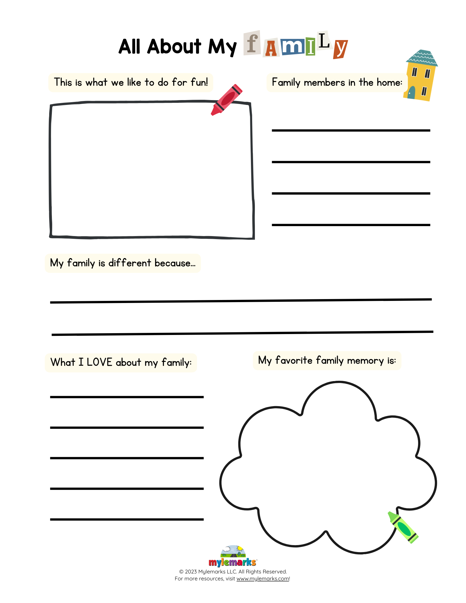 Printable My Family Worksheet Pdf