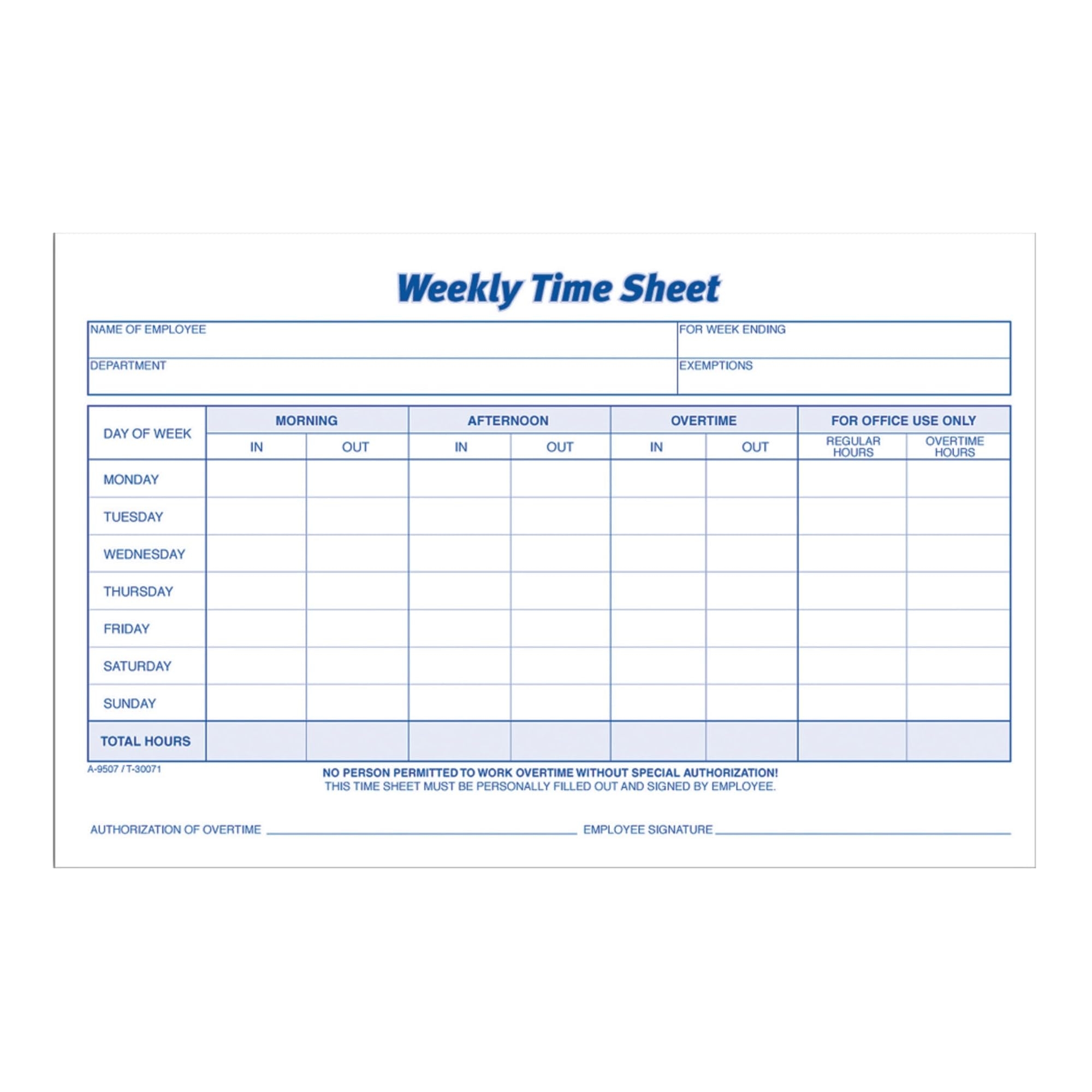 Amazon Adams Weekly Time Sheet 1 Part 5 5 X 8 5 Inches Blue White 100 Sheets Per Pad 2 Pack 9507ABF Time Cards Office Products