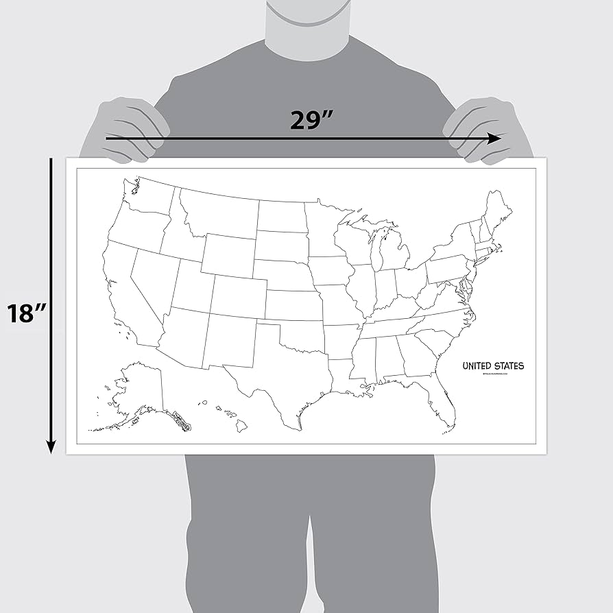 Amazon Blank USA Map Outline Poster LAMINATED 18 Amazon Blank USA Map Outline Poster LAMINATED 18