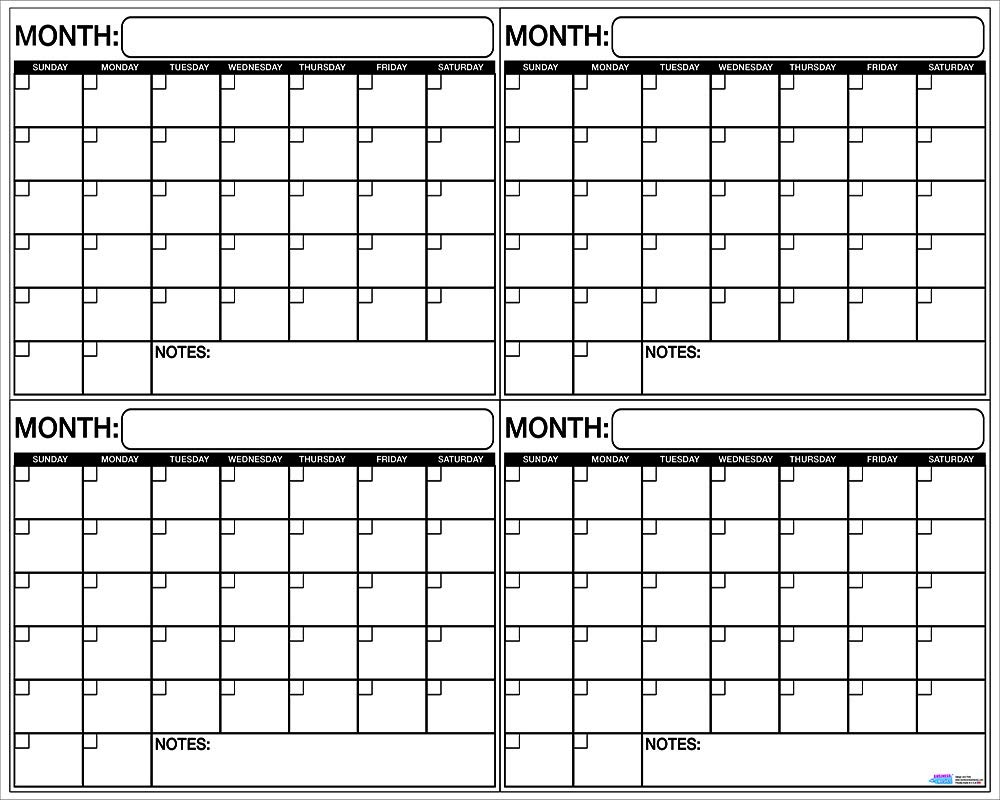 4 Month Calendar Free Printable
