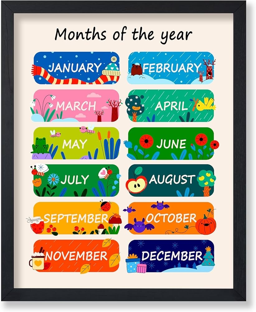 Months Of The Year Chart Printable