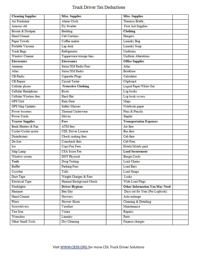 Printable Tax Deduction Worksheet