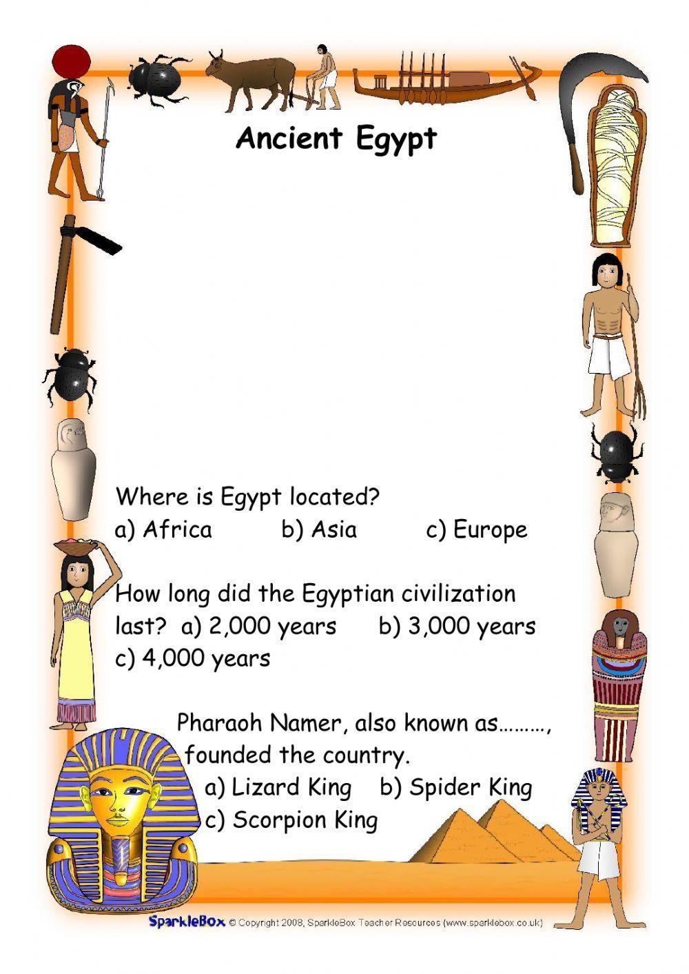 Ancient Egypt Printable Worksheets Pdf