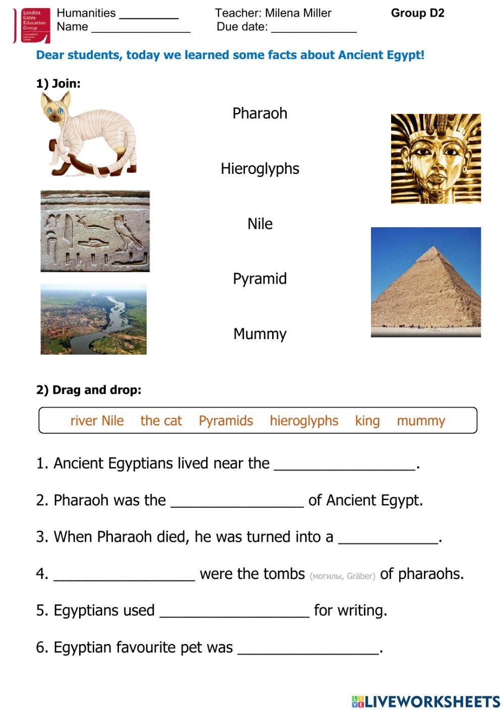 Ancient Egypt Free Interactive Worksheets 844638