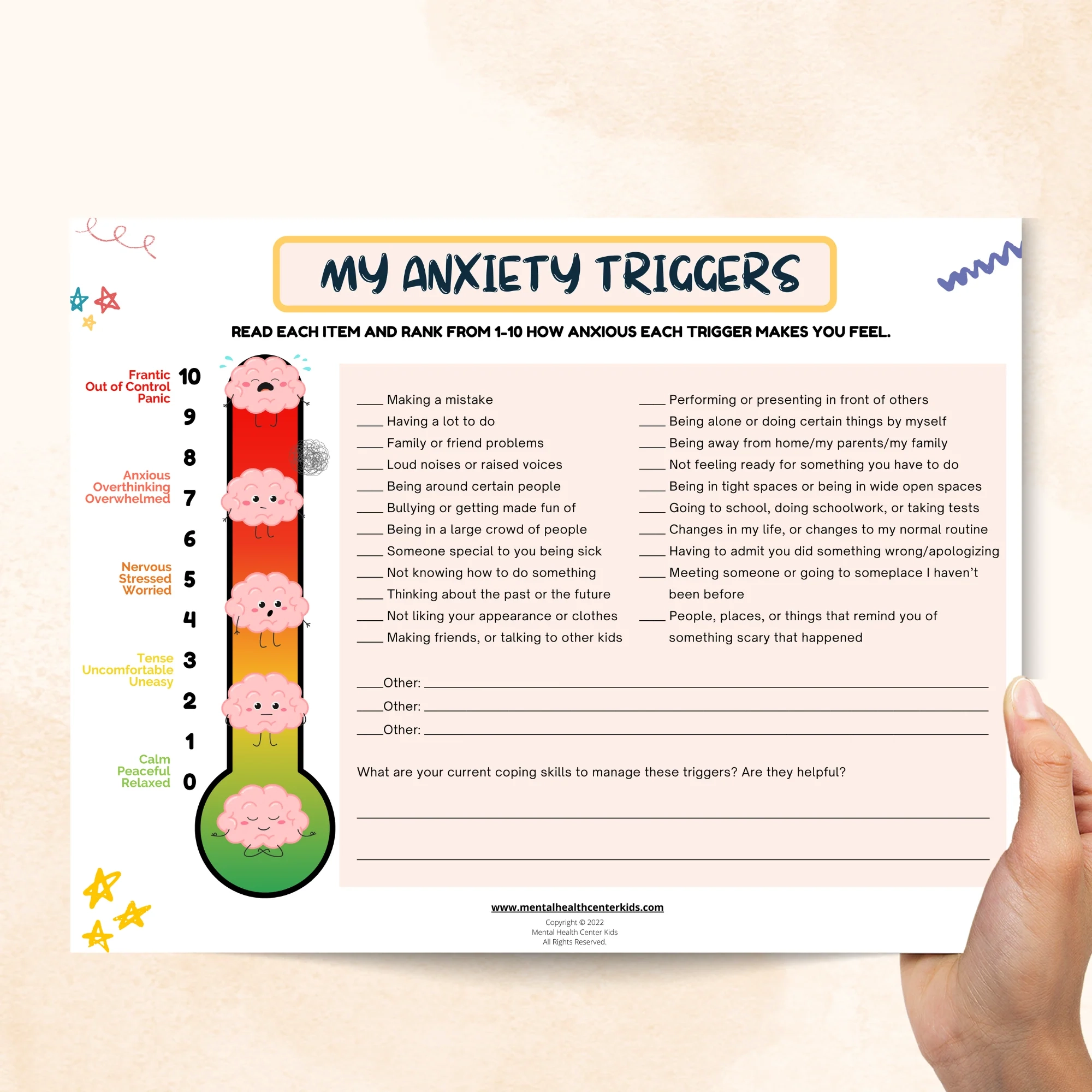 Printable Anger Triggers Worksheet