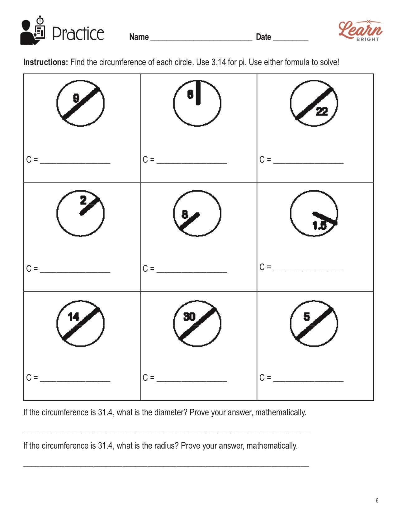 Area U0026 Circumference Of Circles Worksheet Teaching Resources Area U0026 Circumference Of Circles Worksheet Teaching Resources