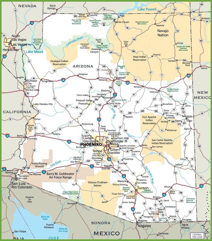 Printable Map Of Arizona