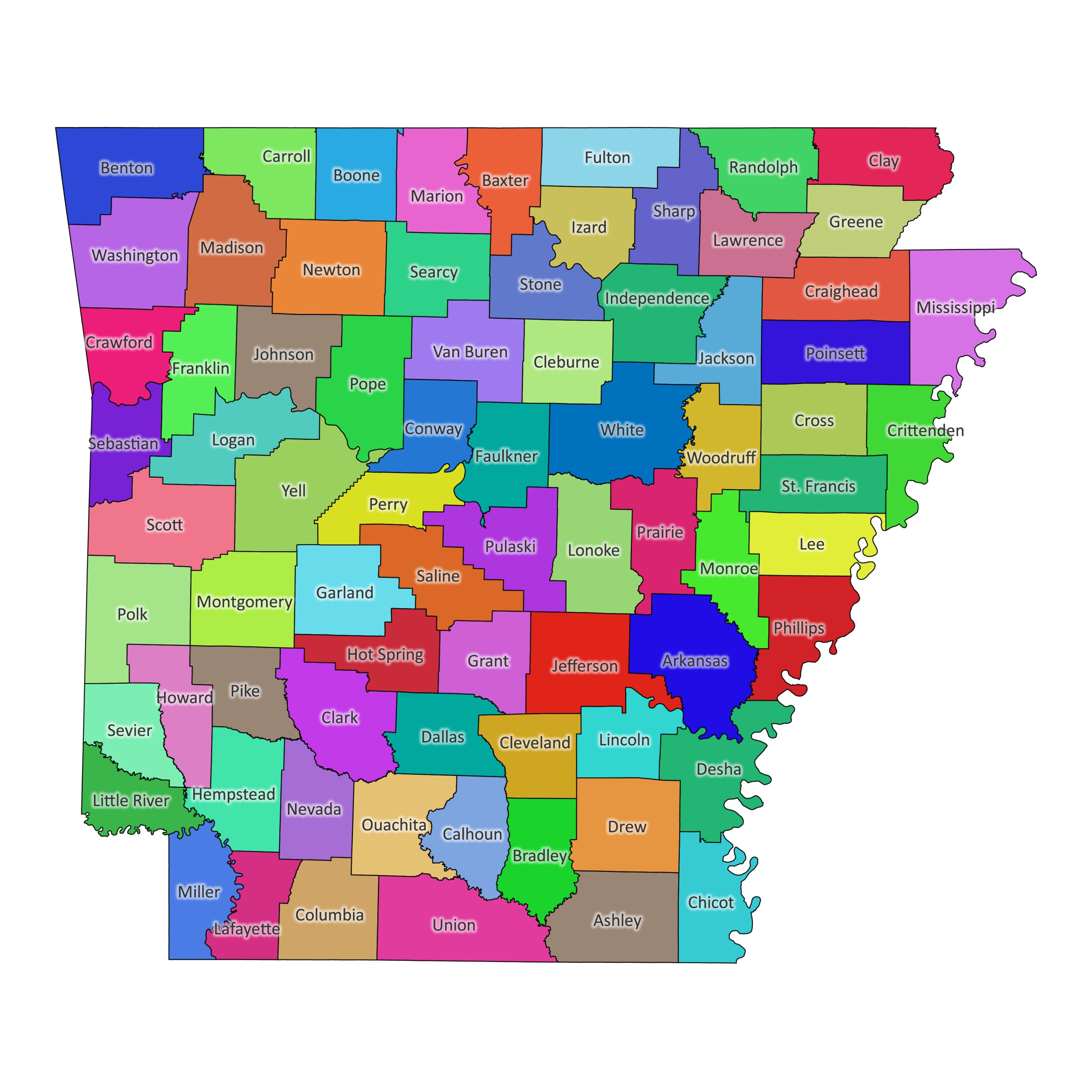 Arkansas Labeled Map Labeled Maps