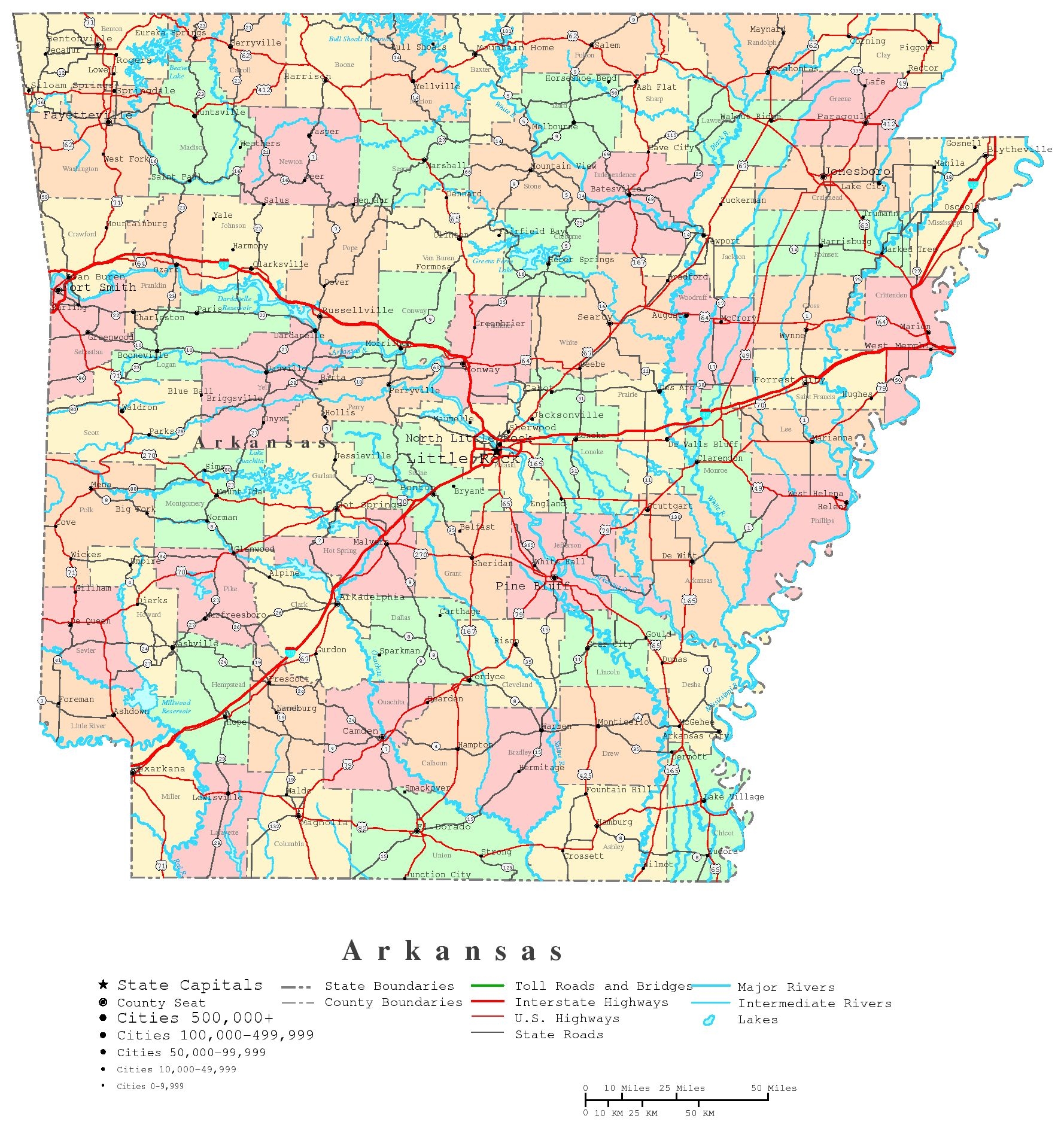 Printable Map Of Arkansas