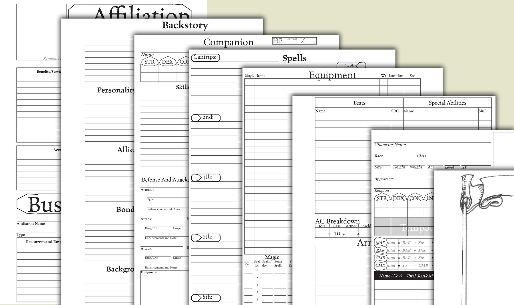 ArtStation 3 5 Dungeons And Dragons And Pathfinder Character Sheet Artworks