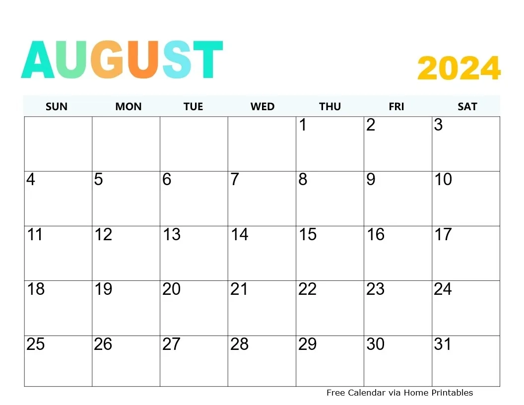 August Printable Calendar
