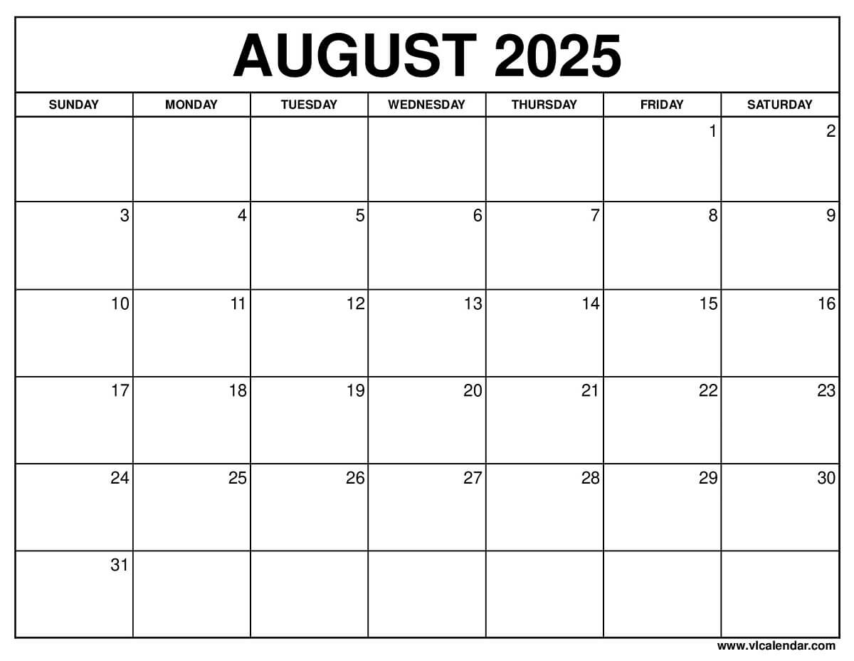 August 2025 Calendar Free Printable Templates Planning Guide