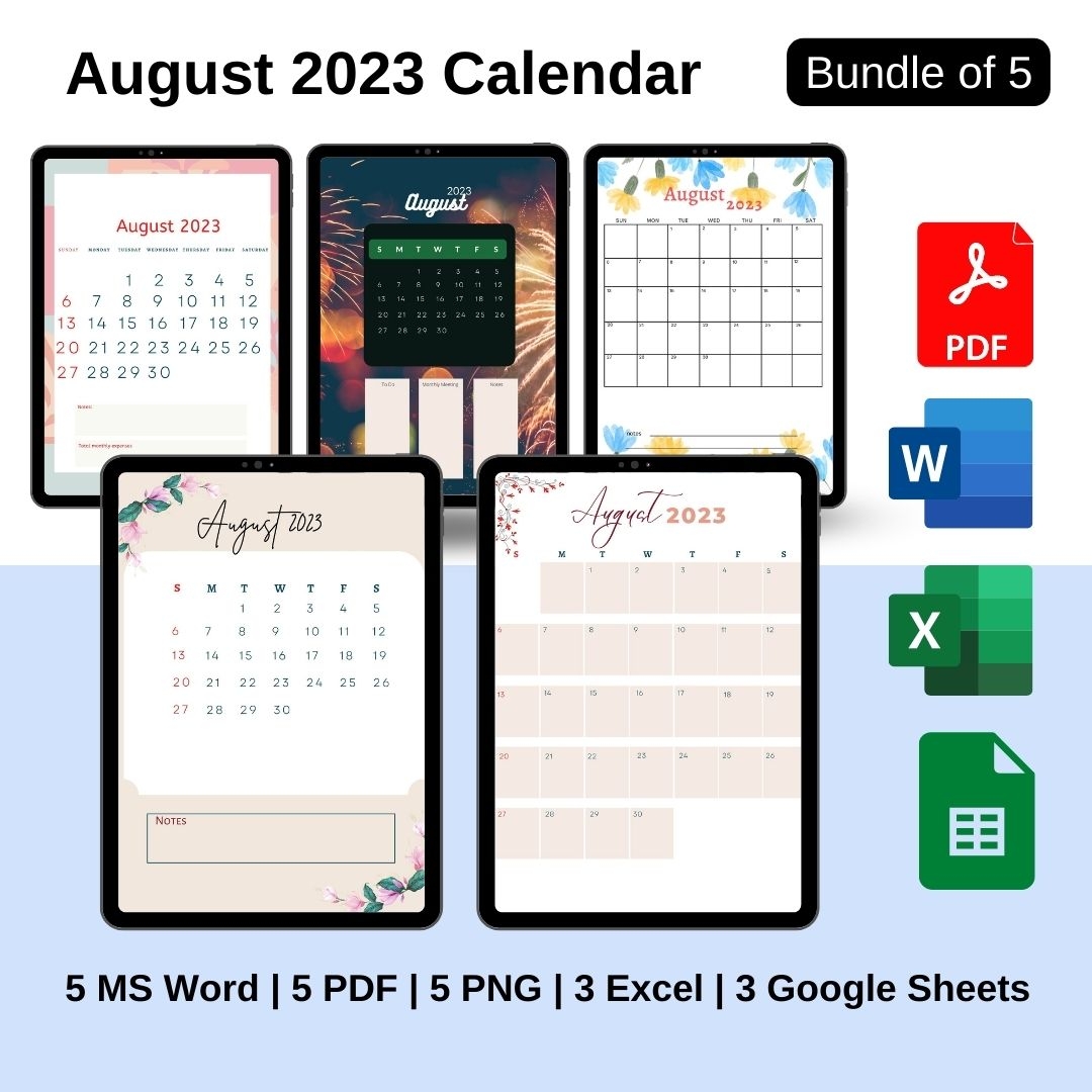 August Free Printable Calendar