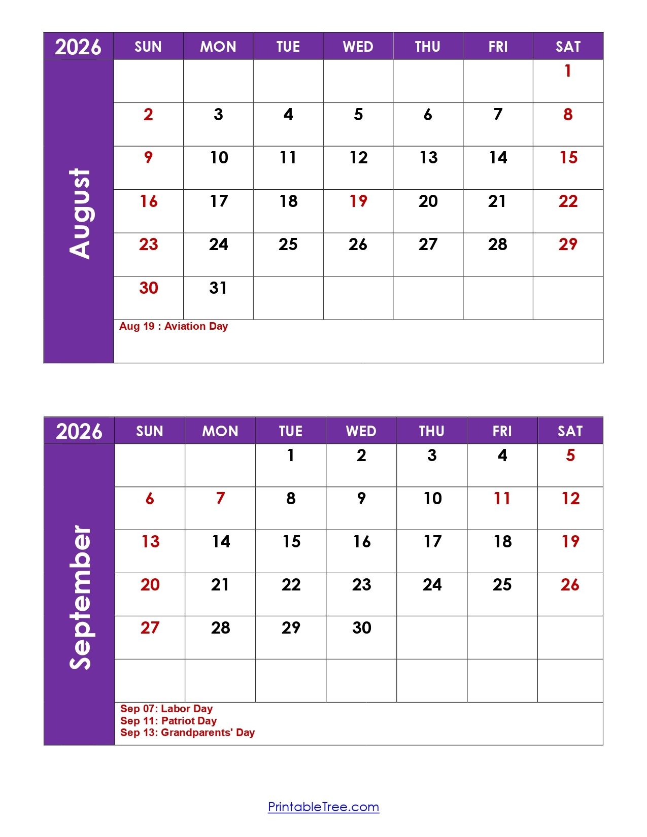 September 2026 Calendar Printable With Holidays September 2026 Calendar Printable With Holidays