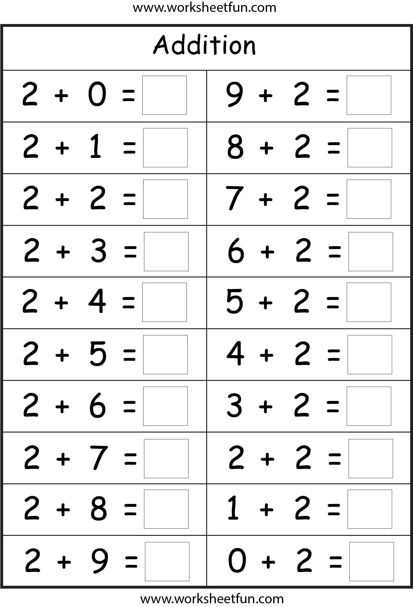 Math Facts Worksheets Free Printable