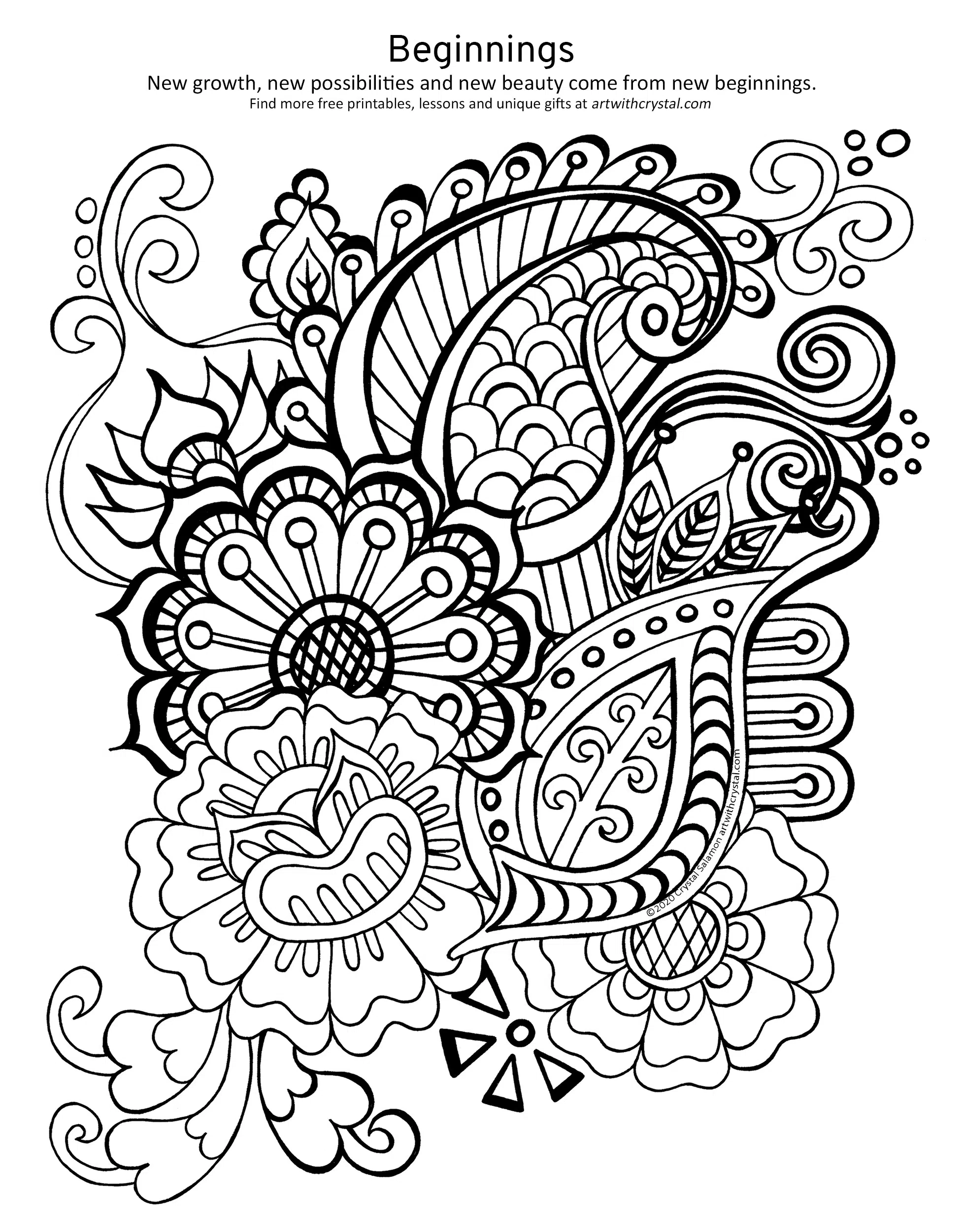 Beginnings Free Printable Henna Design Colouring Page Art With Crystal Beginnings Free Printable Henna Design Colouring Page Art With Crystal