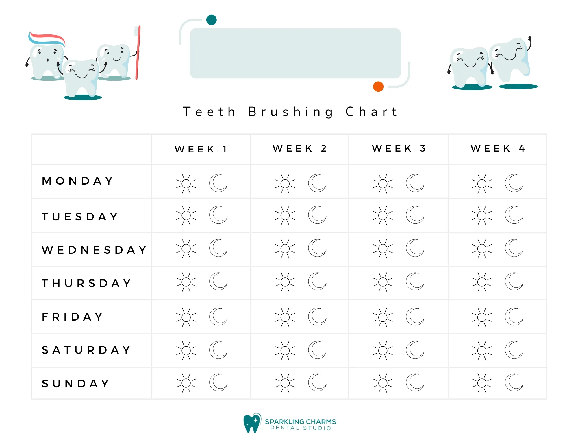Best Teeth Brushing Chart For Kids Free Printable Chart