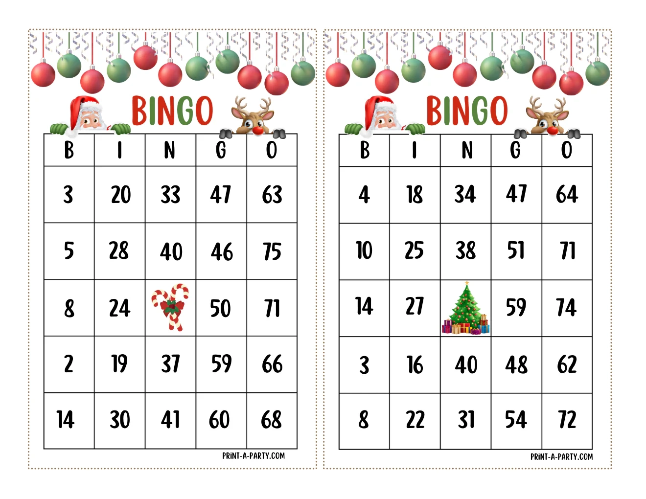 Christmas Bingo Sheets Printable