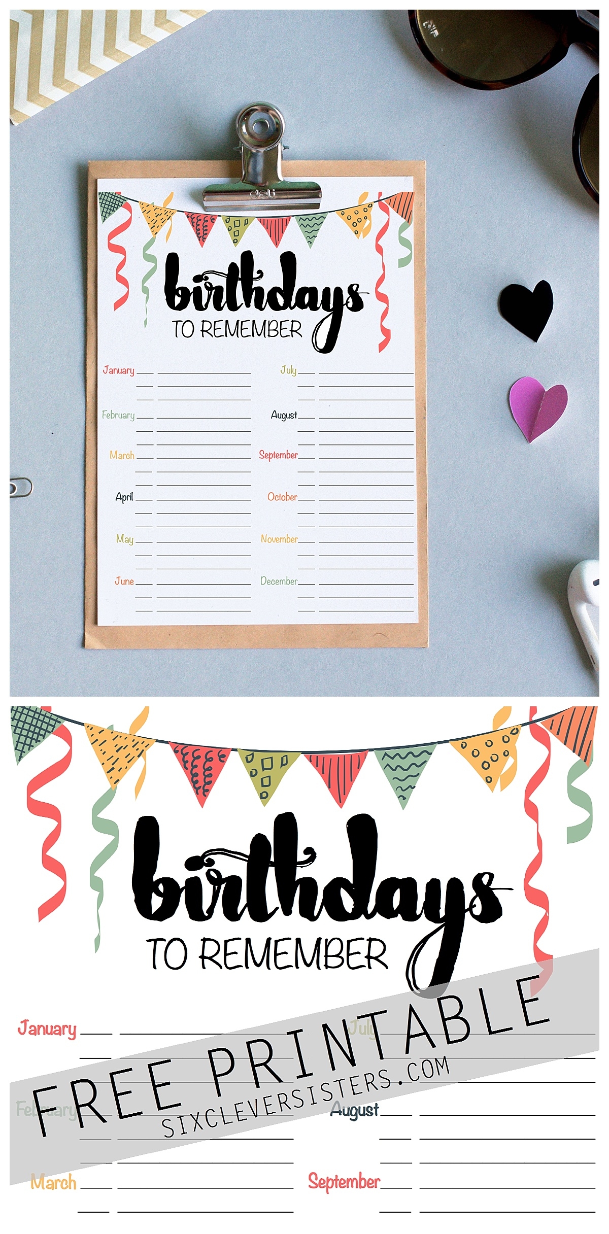 Birthday Reminder Free Printable Six Clever Sisters