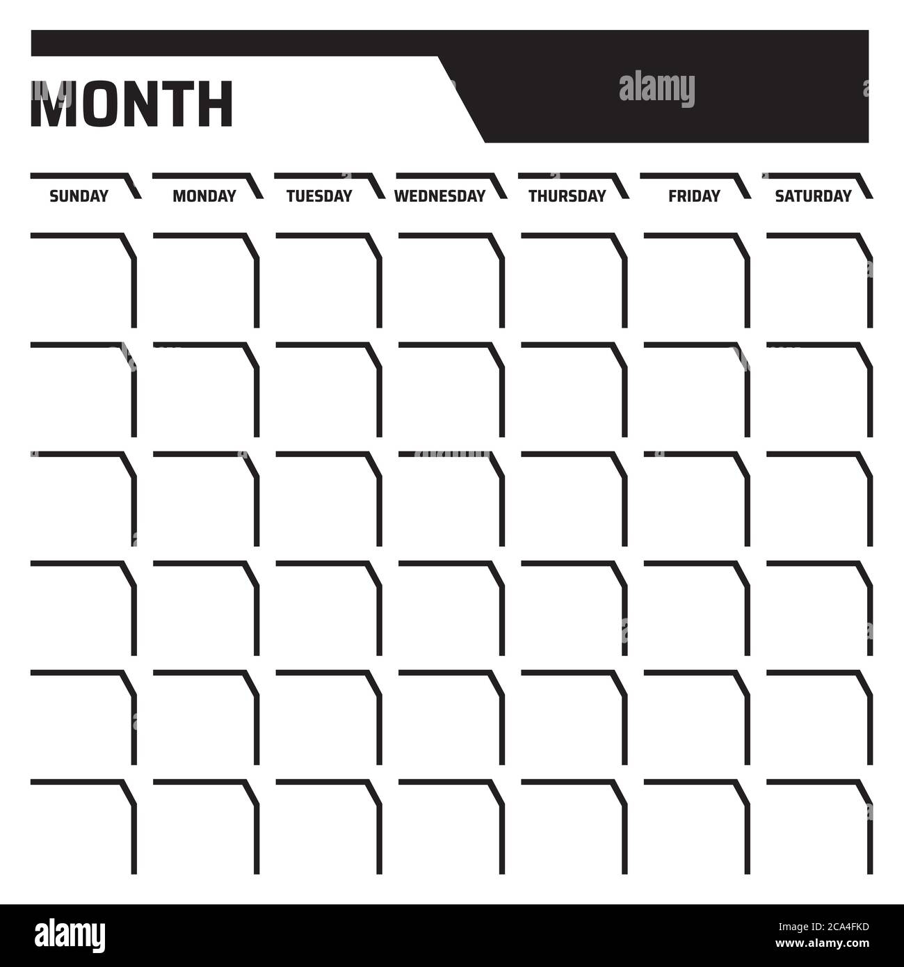 Black And White Blank Calendar Template With Place For Dates And Month Stock Vector Image Art Alamy