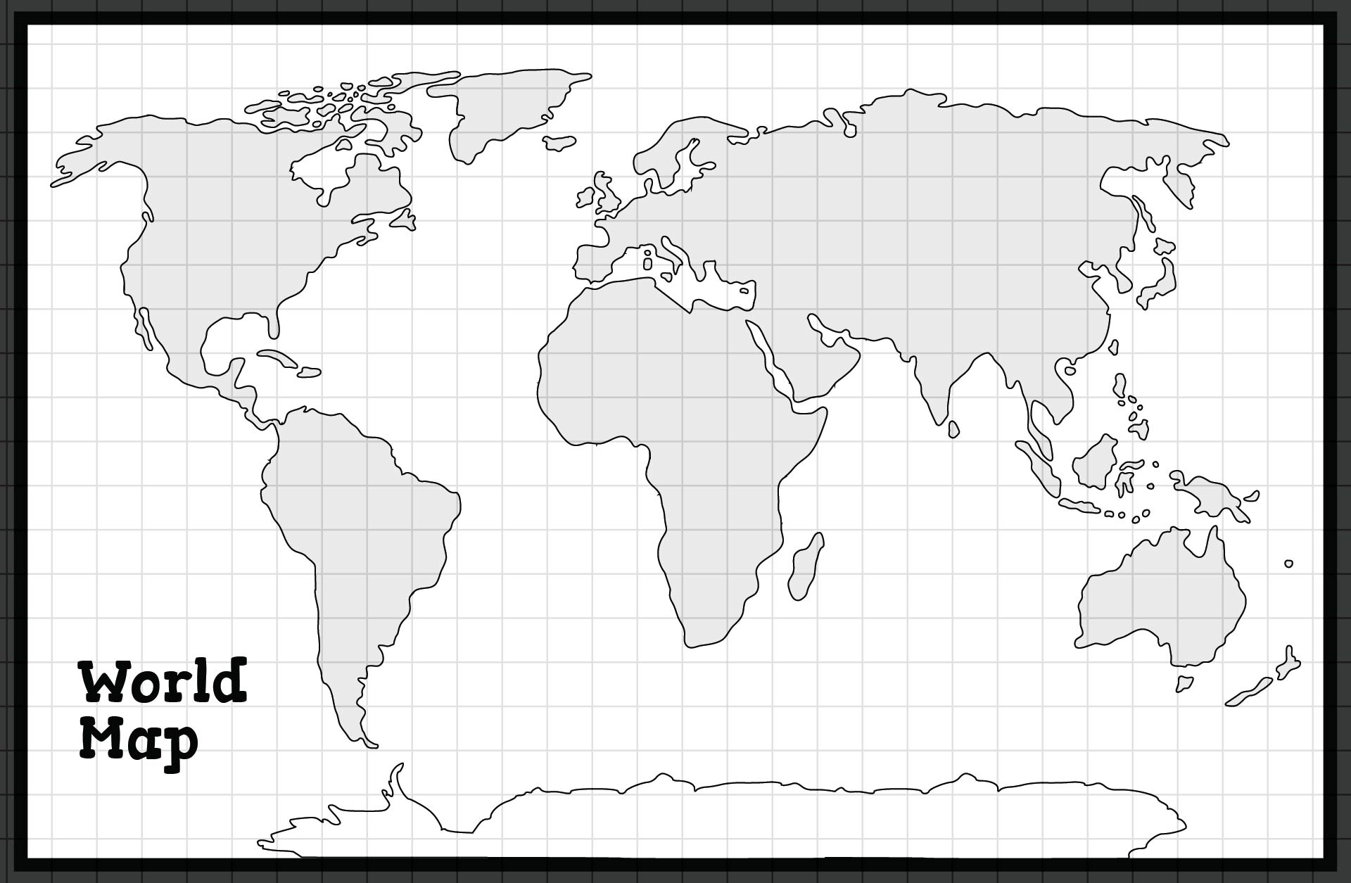 Black And White World Map 20 Free PDF Printables Printablee
