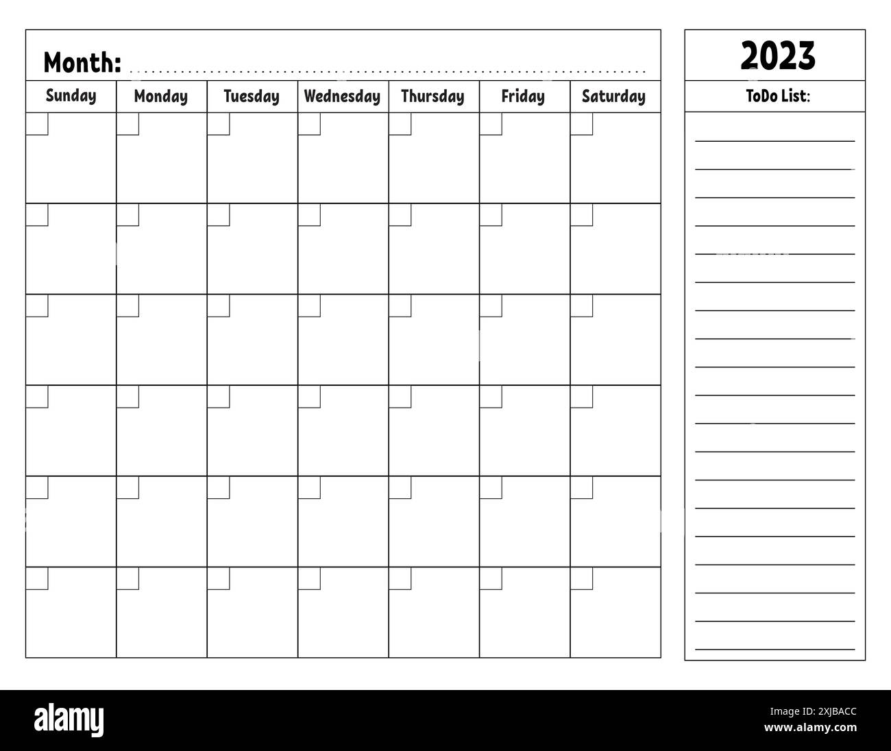 Blank Calendar Template For One Month Without Dates Colorful Design With A Cute Character Vector Illustration Stock Vector Image Art Alamy