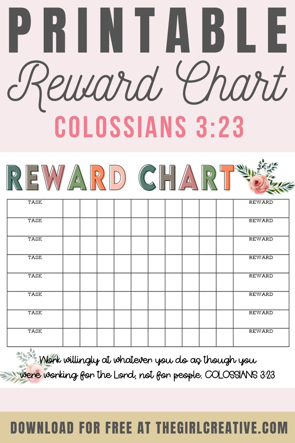 Blank Reward Chart Printable The Girl Creative