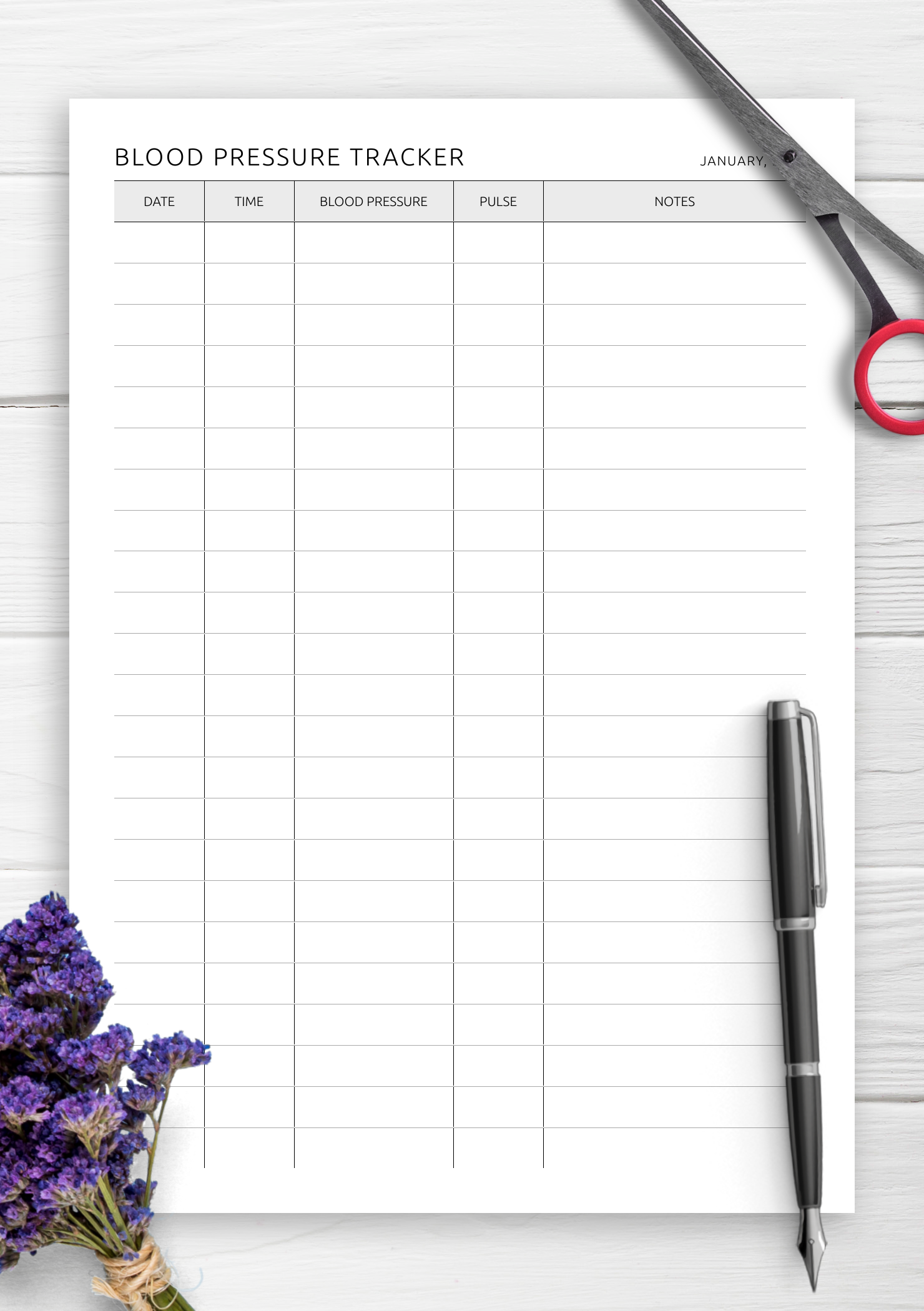 Free Printable Blood Pressure Tracking Chart