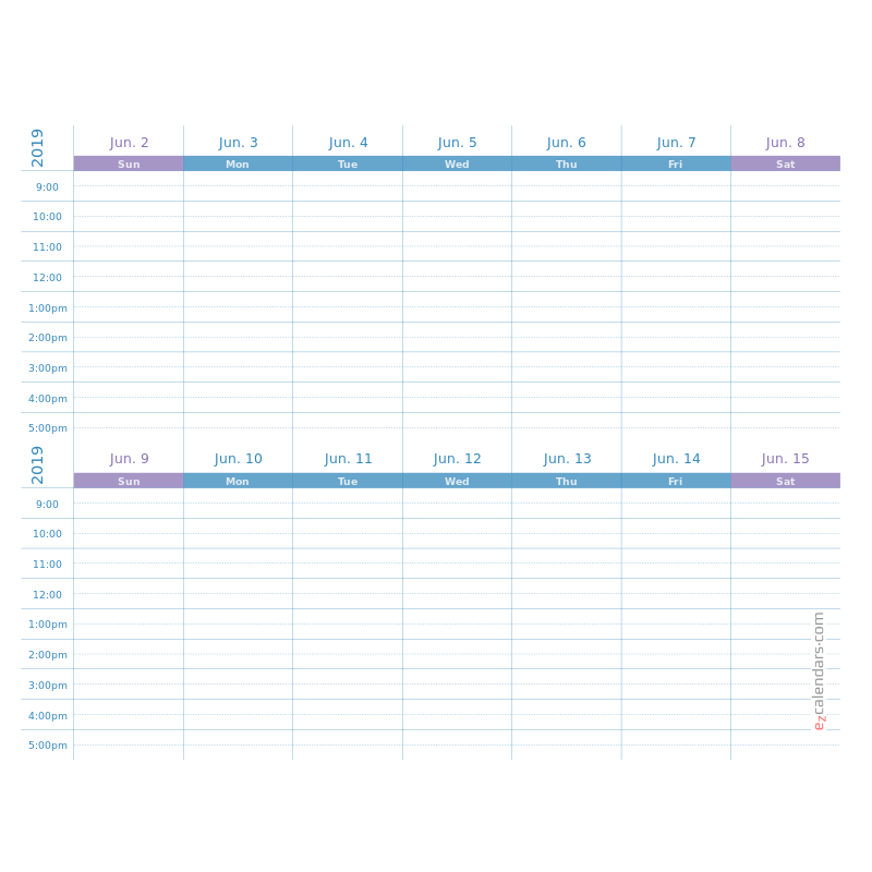 Blue And Purple 2 Weeks Appointment Schedule Template EzCalendars