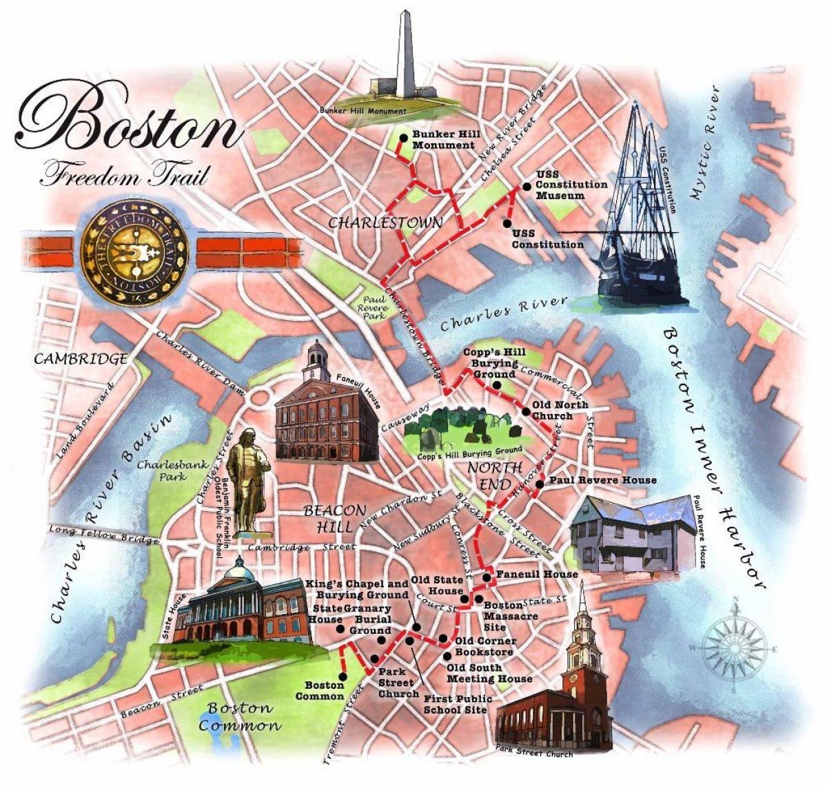Boston Freedom Trail Map Freedom Trail Map Boston United States Of America 