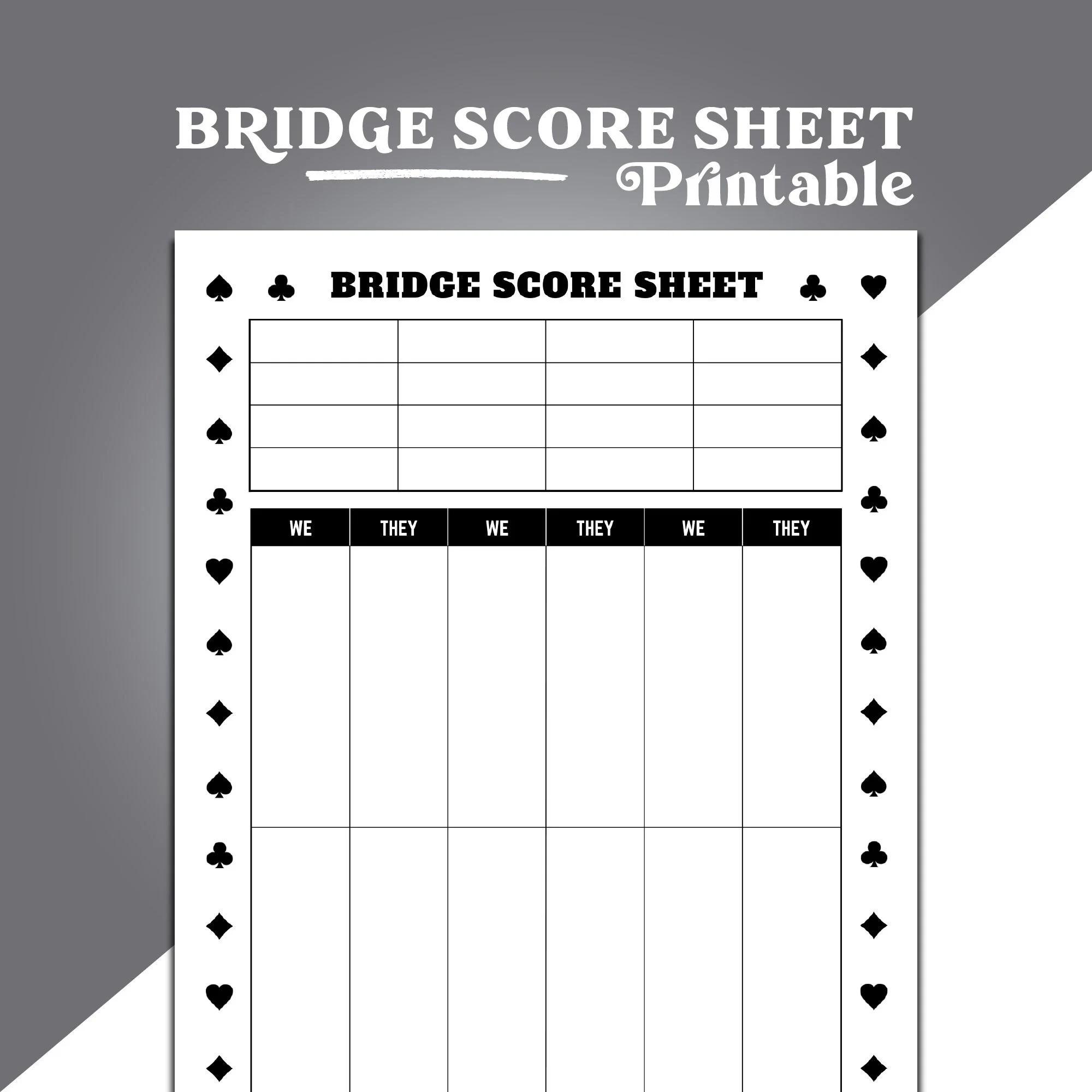 Bridge Game Score Sheet Contract Bridge Scoring Chicago Bridge Scoring Bridge Score Sheet Printable Bridge Score Pads To Print Out Etsy