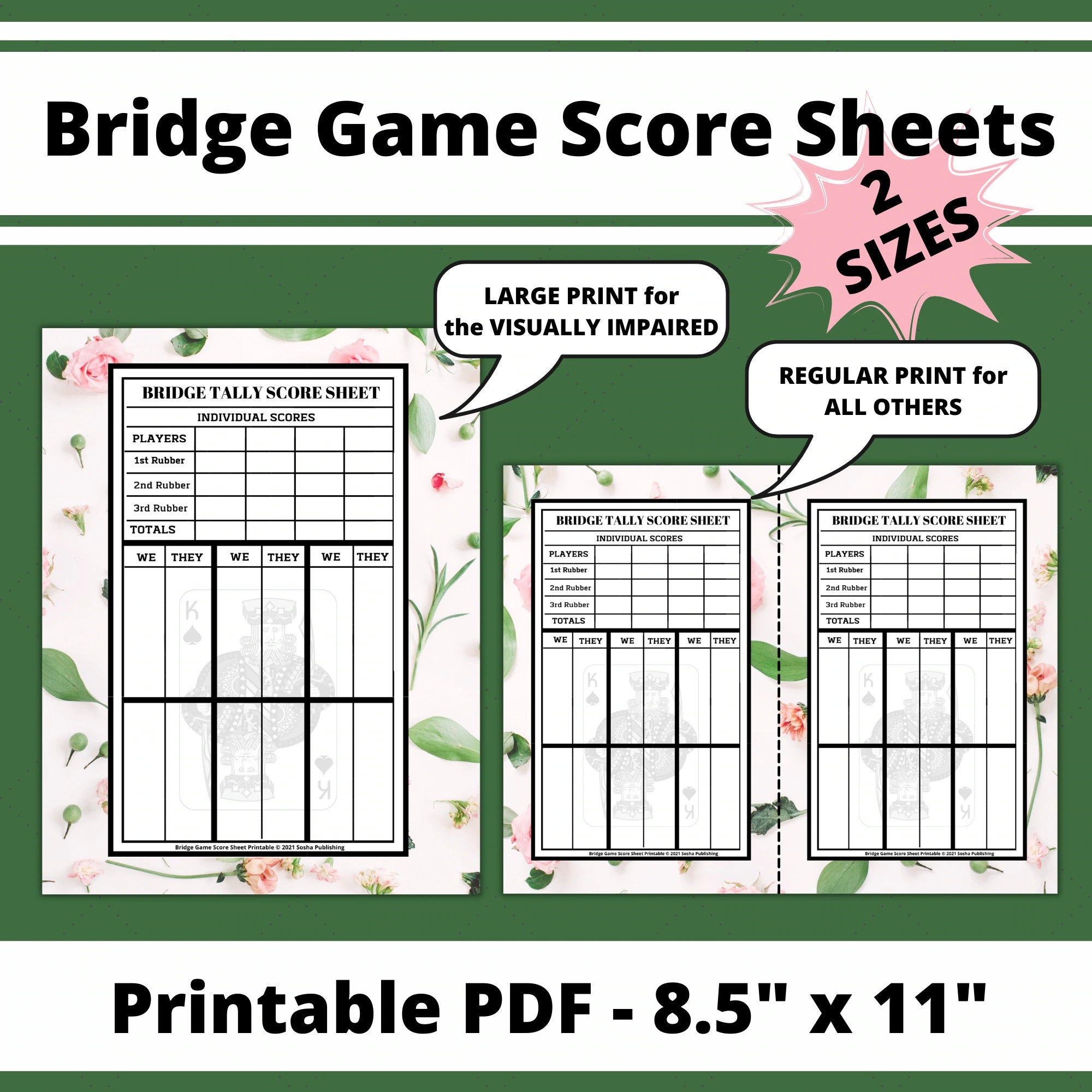 Bridge Game Score Sheets Printable Bridge Score Pad Bridge Score Card Bridge Tally Score Sheet Digital Bridge Tally Cards Large Print Etsy Canada