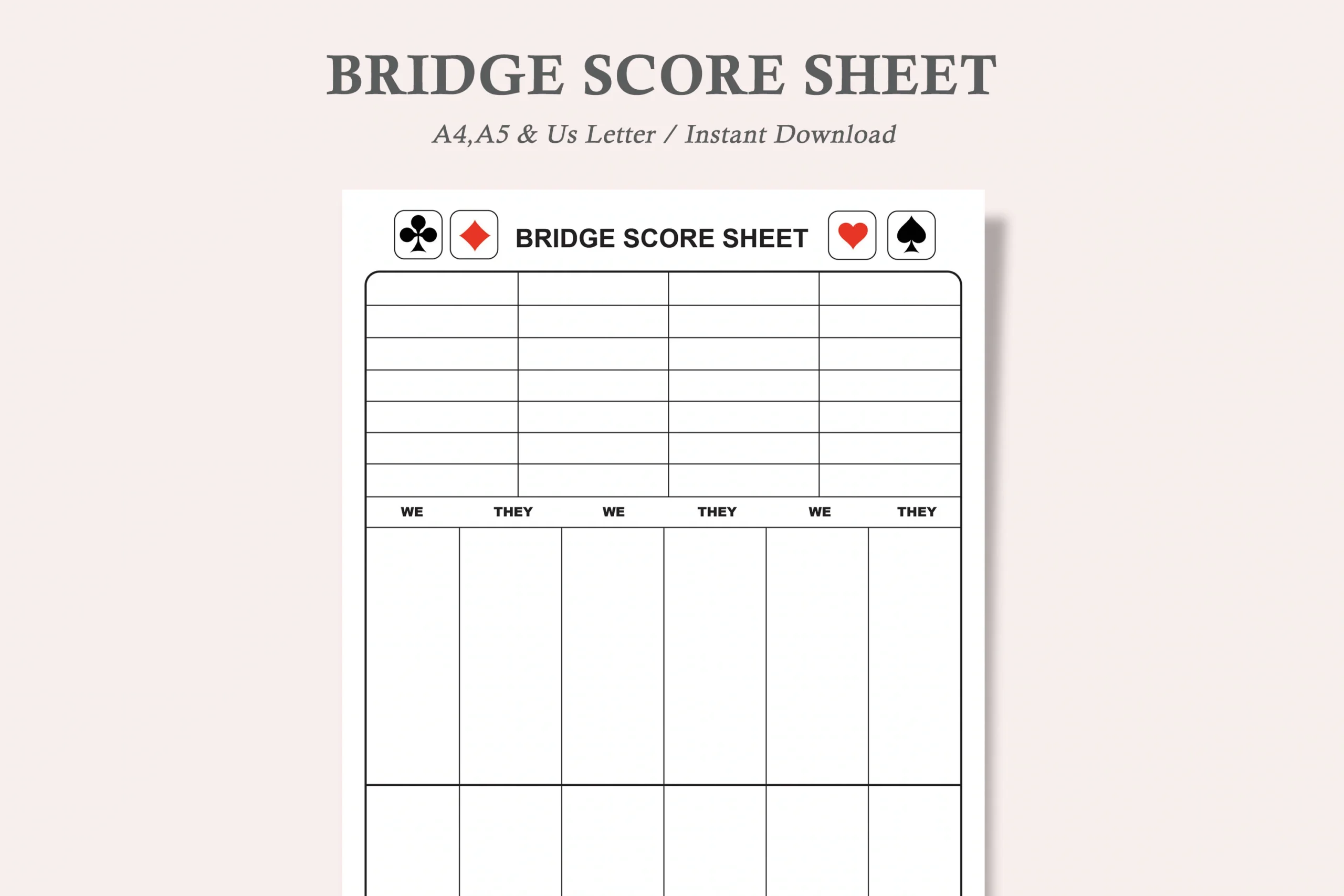 Bridge Score Sheet bridge Score Sheet Printable bridge Score Sheet Template pdf Printable Bridge Score Sheets Etsy