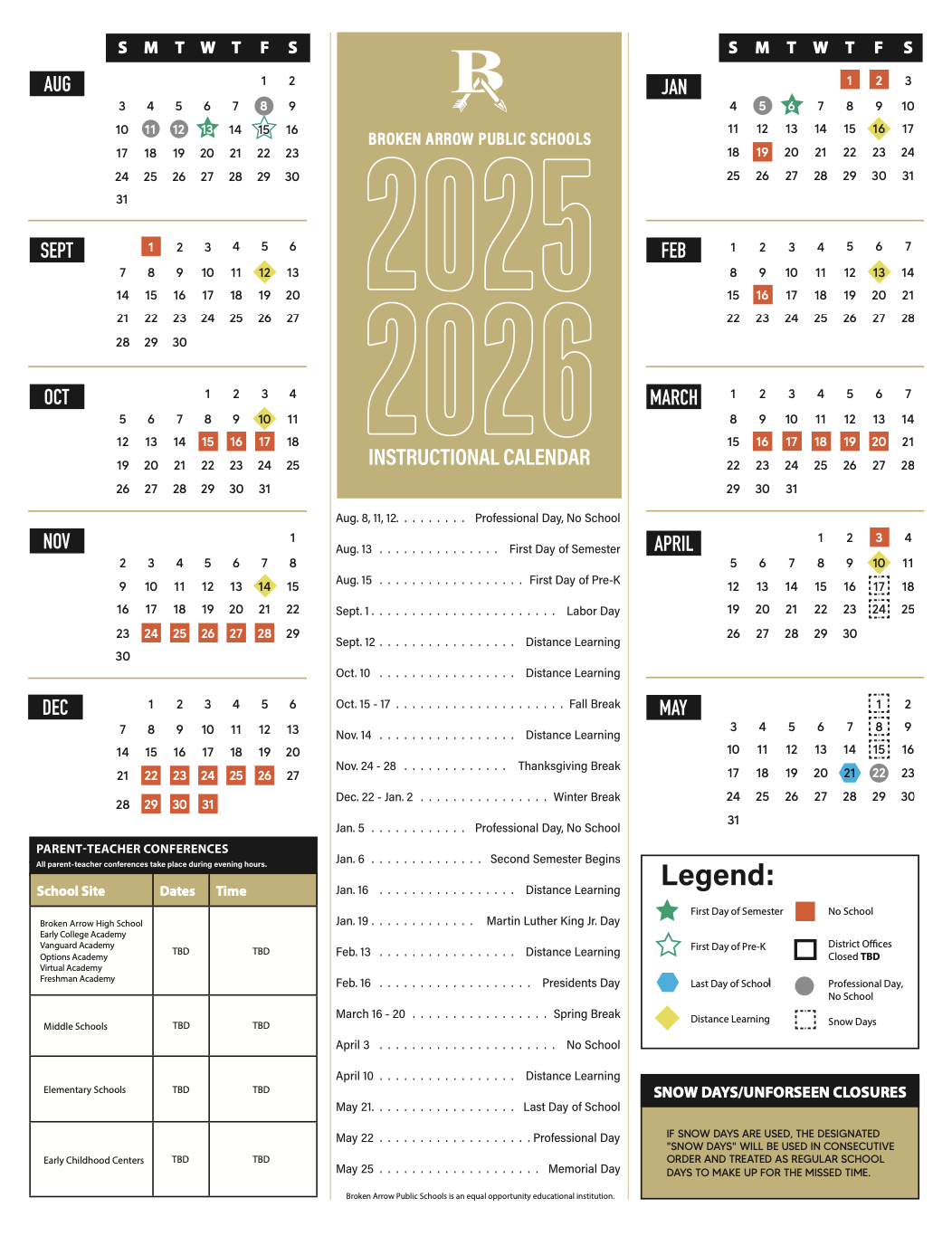 Broken Arrow Calendar 24 25 Printable