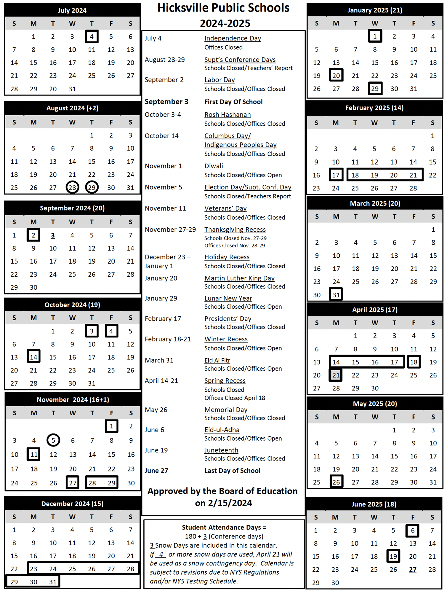 Broken Arrow Instructional Calendar 24 25 Printable