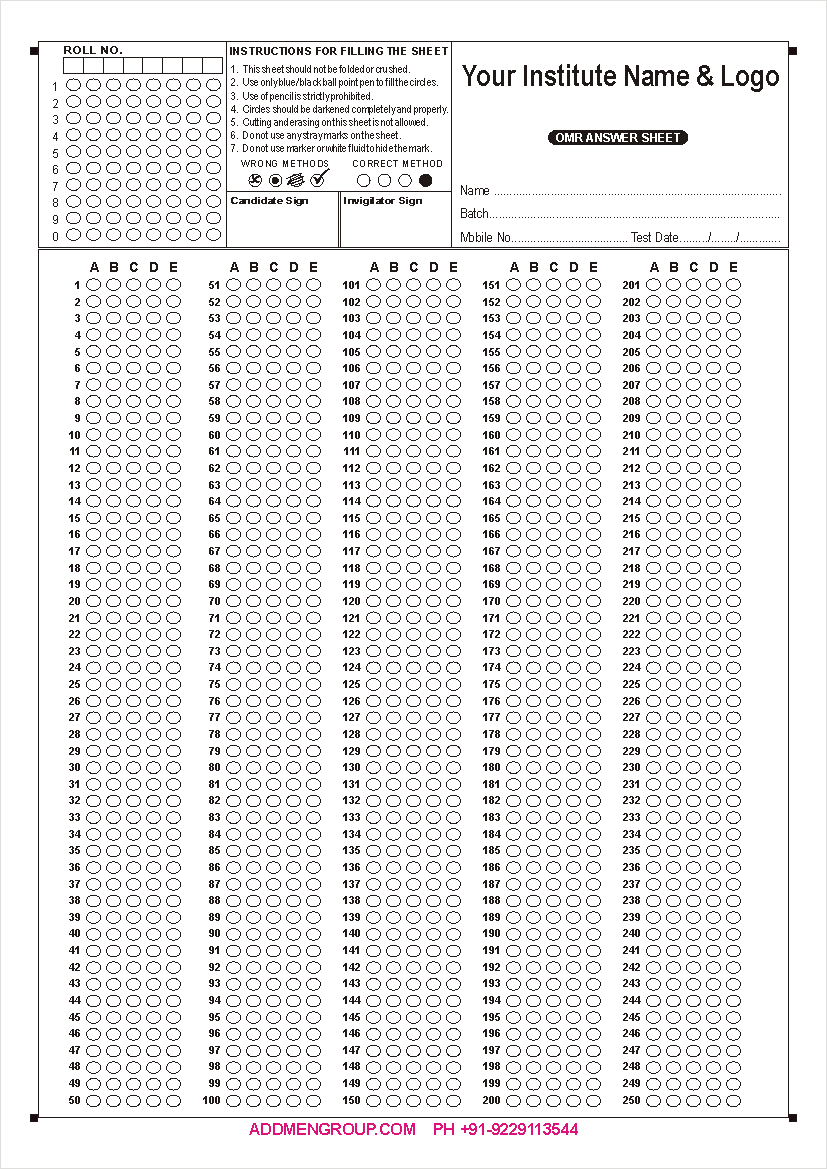 Bubble Answer Sheet Bubble Answer Sheet